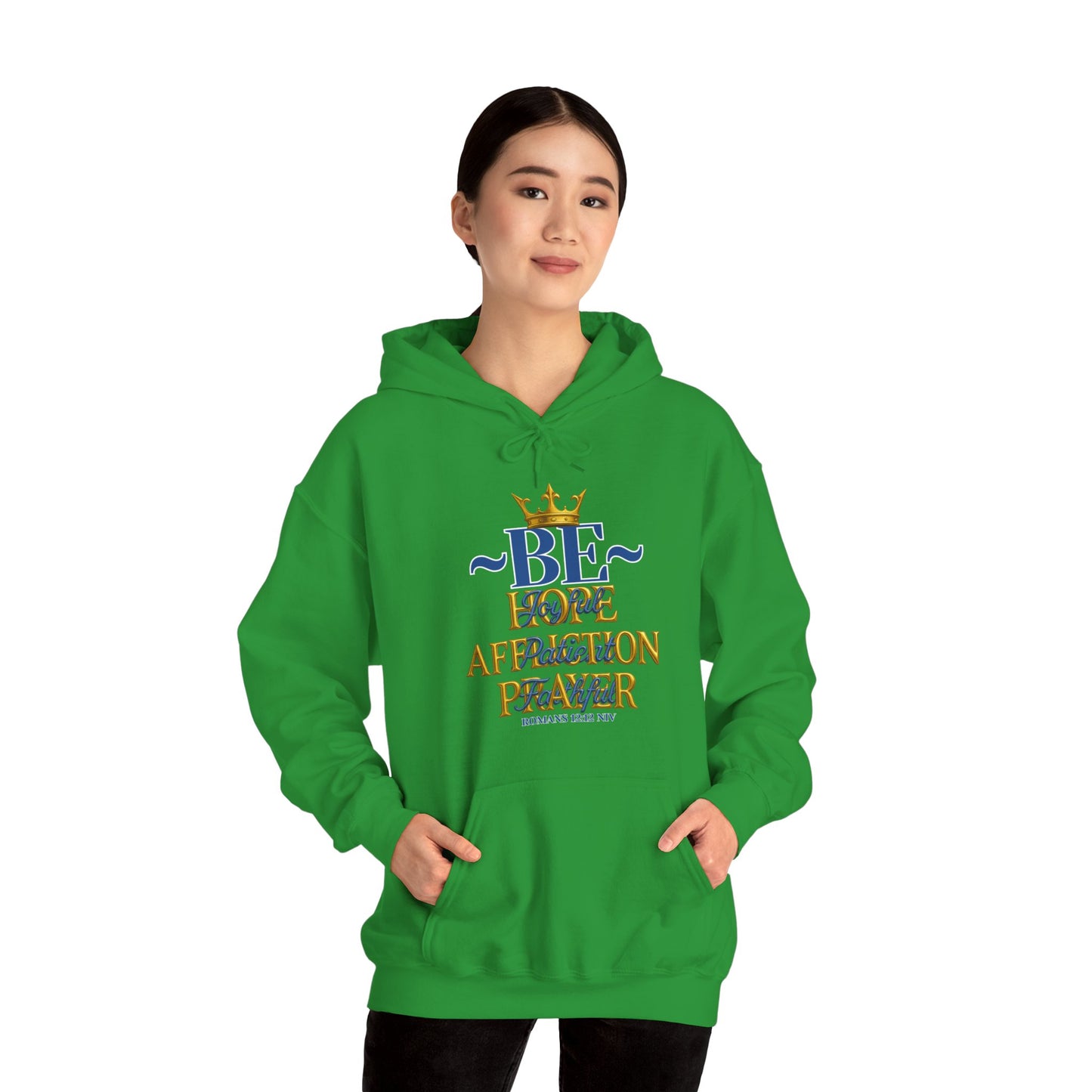 Romans 12:12 Inspirational Hoodie, Unisex Heavy Blend Hoodie, Love Prayer Sweatshirt, Cozy Gift for Friends, Affirmation Apparel