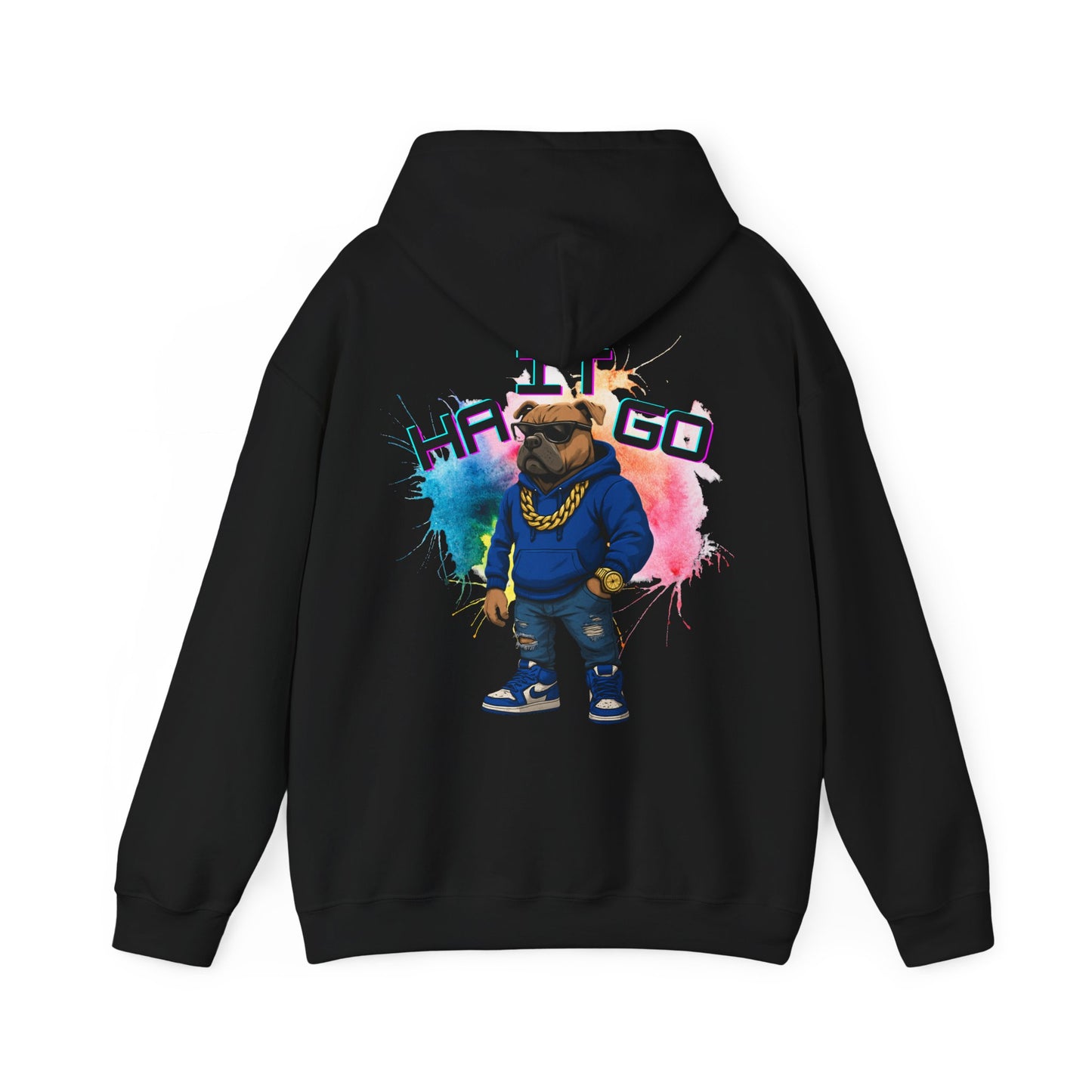 Ha It Go Cool Hipster Dog Hoodie, Streetwear Unisex Sweatshirt, Funny Pet Lover Gift, Casual Stylish Pullover, Colorful Graphic Sweatshirt