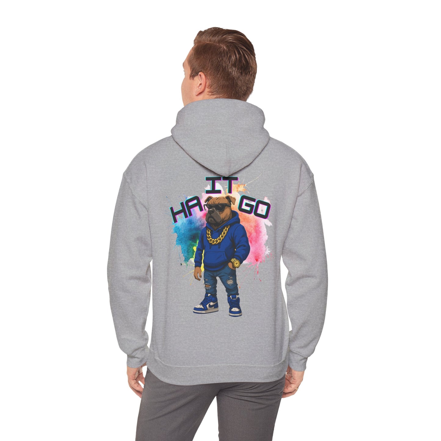Ha It Go Cool Hipster Dog Hoodie, Streetwear Unisex Sweatshirt, Funny Pet Lover Gift, Casual Stylish Pullover, Colorful Graphic Sweatshirt