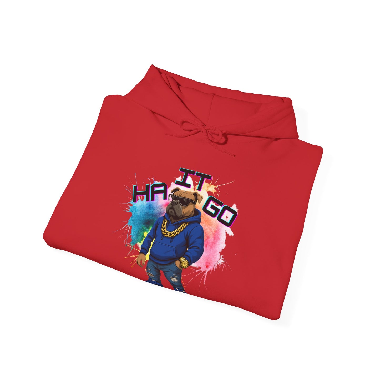 Ha It Go Cool Hipster Dog Hoodie, Streetwear Unisex Sweatshirt, Funny Pet Lover Gift, Casual Stylish Pullover, Colorful Graphic Sweatshirt