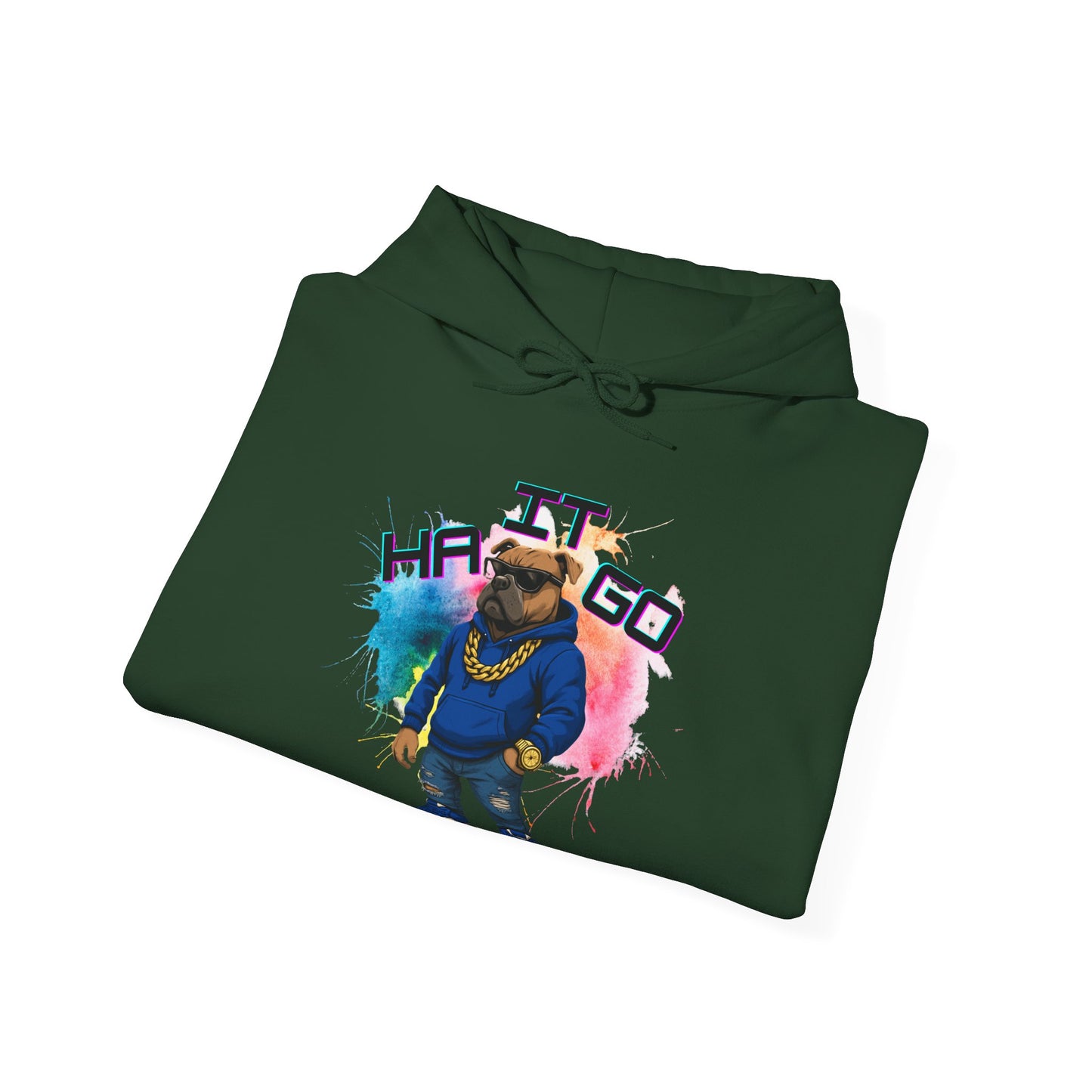 Ha It Go Cool Hipster Dog Hoodie, Streetwear Unisex Sweatshirt, Funny Pet Lover Gift, Casual Stylish Pullover, Colorful Graphic Sweatshirt
