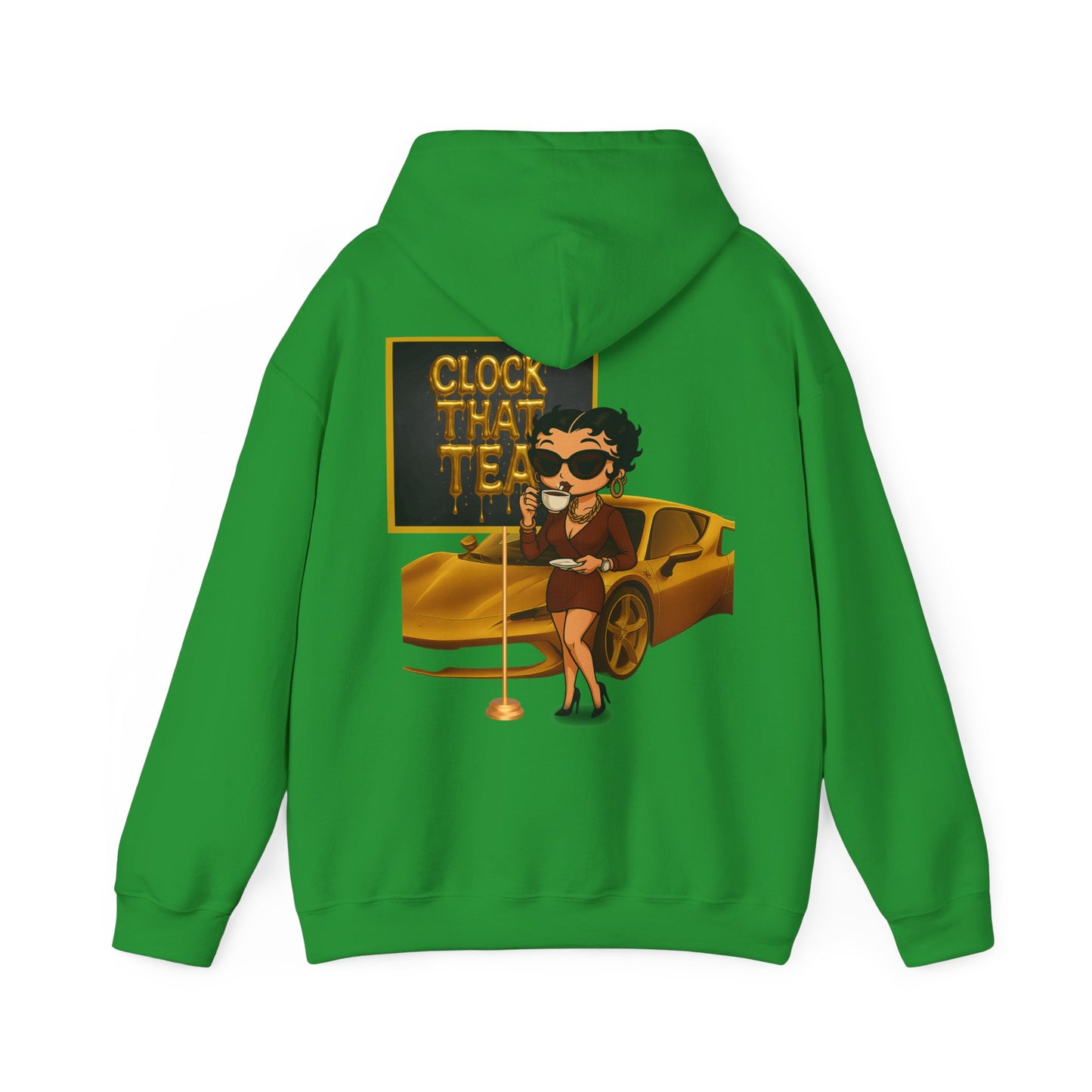 Clock That Tea Chic Hooded Sweatshirt for Tea Lovers, Trendy Unisex Pullover, Casual Streetwear, Gift for Friends, Perfect for Cozy Days