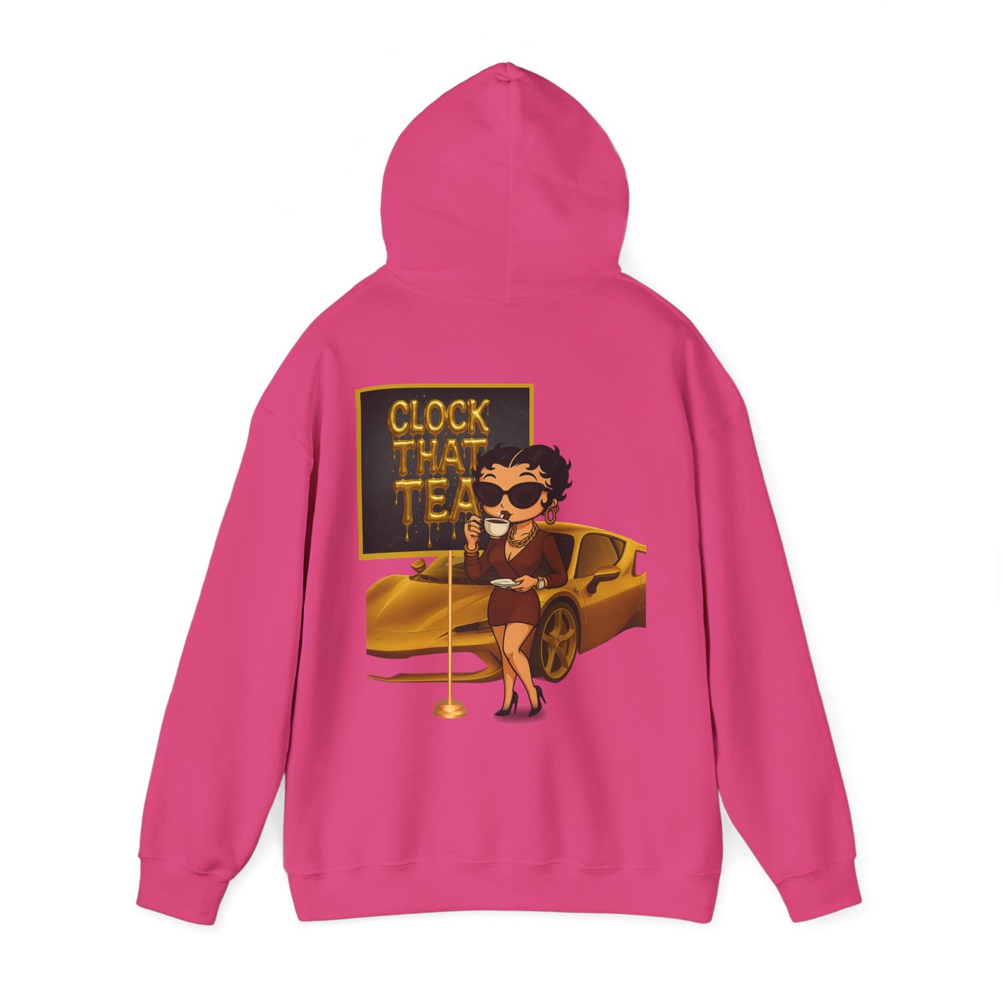 Clock That Tea Chic Hooded Sweatshirt for Tea Lovers, Trendy Unisex Pullover, Casual Streetwear, Gift for Friends, Perfect for Cozy Days