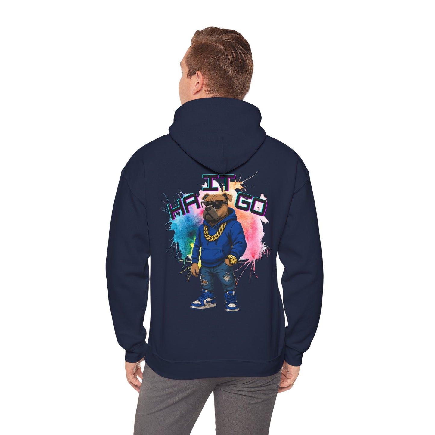 Ha It Go Cool Hipster Dog Hoodie, Streetwear Unisex Sweatshirt, Funny Pet Lover Gift, Casual Stylish Pullover, Colorful Graphic Sweatshirt