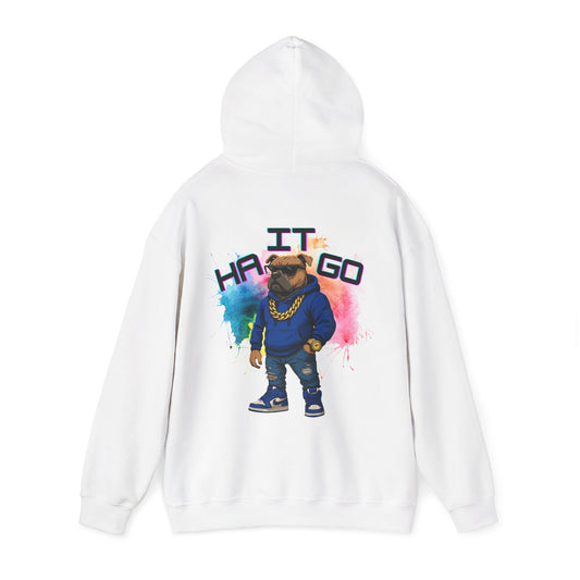 Ha It Go Cool Hipster Dog Hoodie, Streetwear Unisex Sweatshirt, Funny Pet Lover Gift, Casual Stylish Pullover, Colorful Graphic Sweatshirt