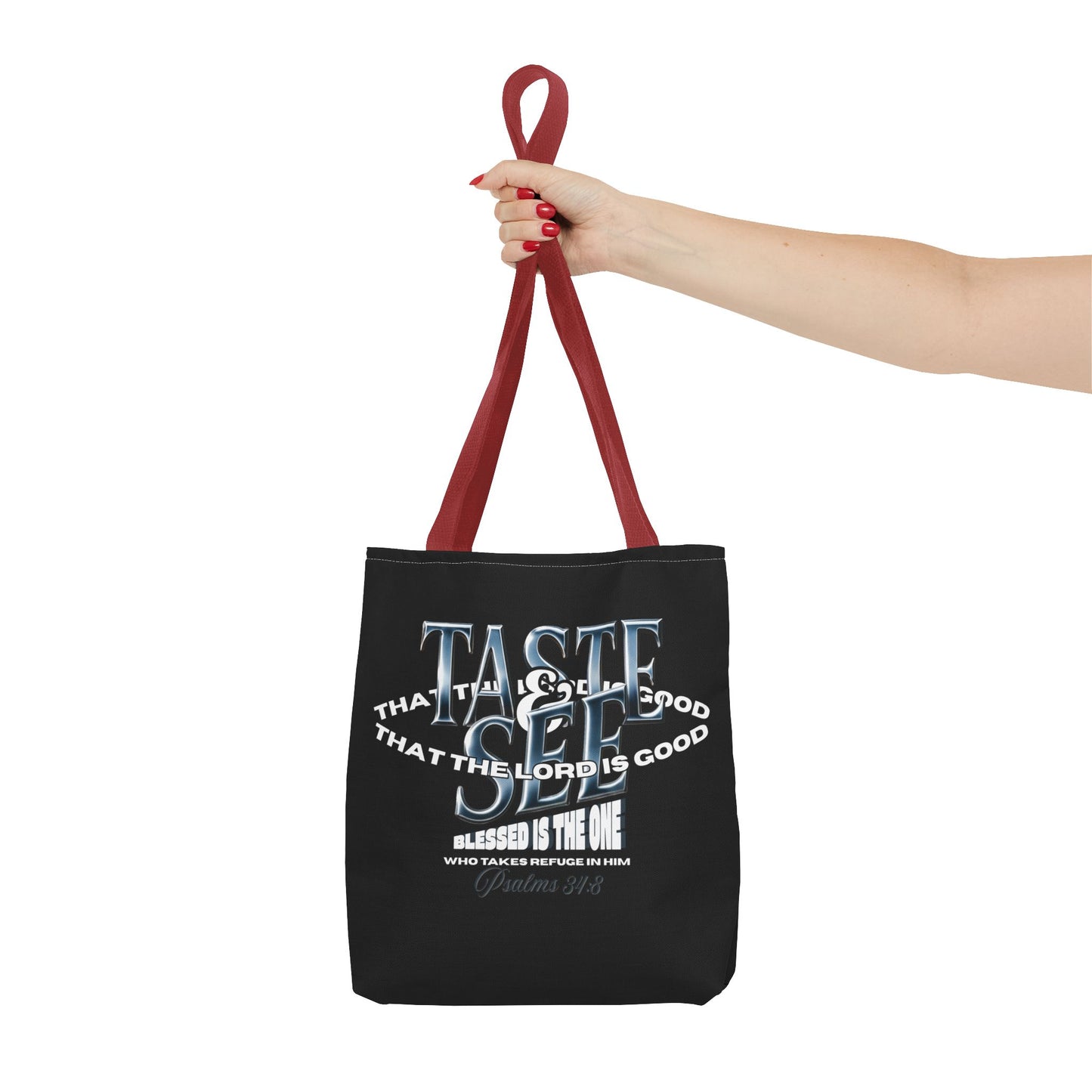 Taste and See Inspirational Tote Bag - Faith & Spirituality, Christian Gift, Bible Verse, Religious Accessories, Everyday Use, Stylish Carryall