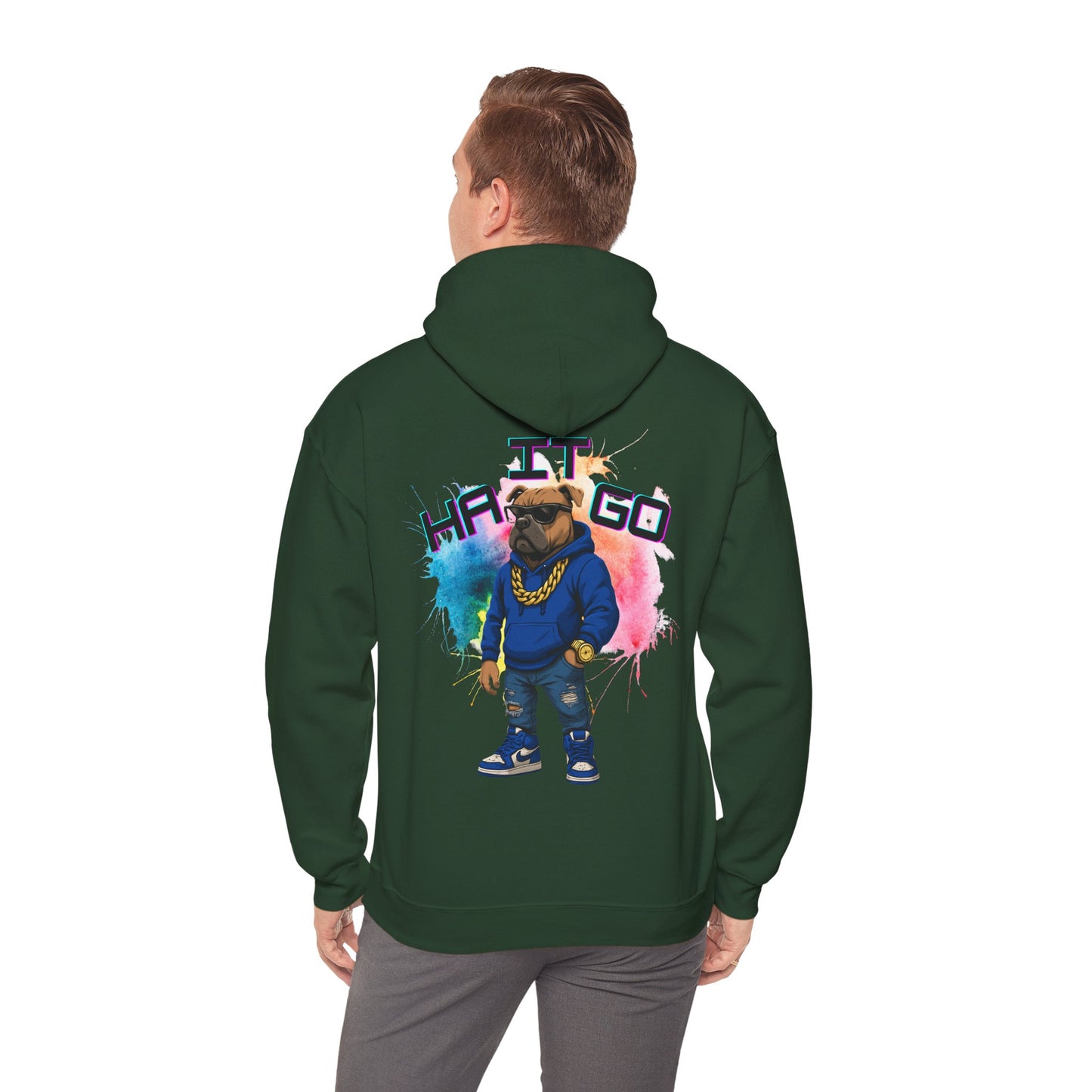Ha It Go Cool Hipster Dog Hoodie, Streetwear Unisex Sweatshirt, Funny Pet Lover Gift, Casual Stylish Pullover, Colorful Graphic Sweatshirt
