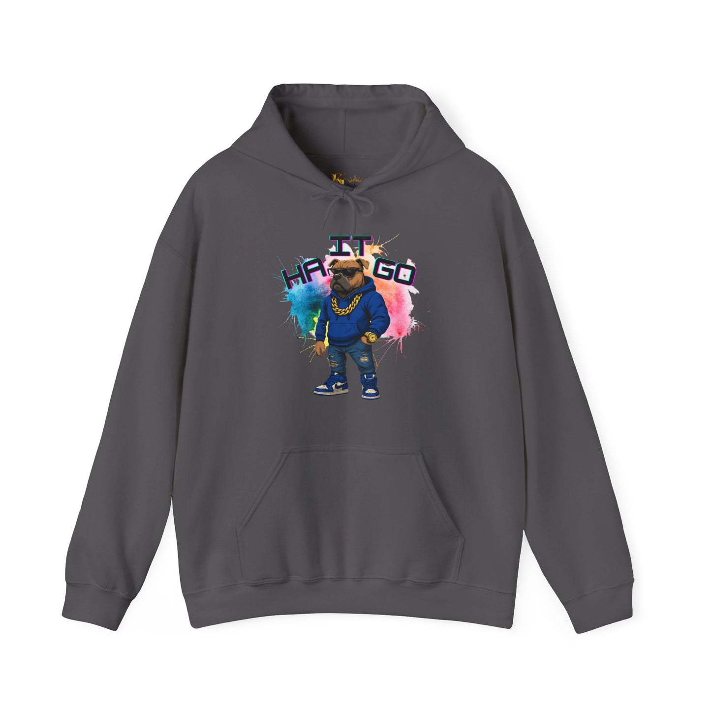 Ha It Go Cool Hipster Dog Hoodie, Streetwear Unisex Sweatshirt, Funny Pet Lover Gift, Casual Stylish Pullover, Colorful Graphic Sweatshirt