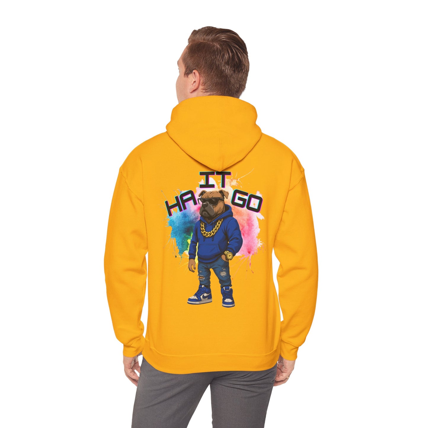 Ha It Go Cool Hipster Dog Hoodie, Streetwear Unisex Sweatshirt, Funny Pet Lover Gift, Casual Stylish Pullover, Colorful Graphic Sweatshirt
