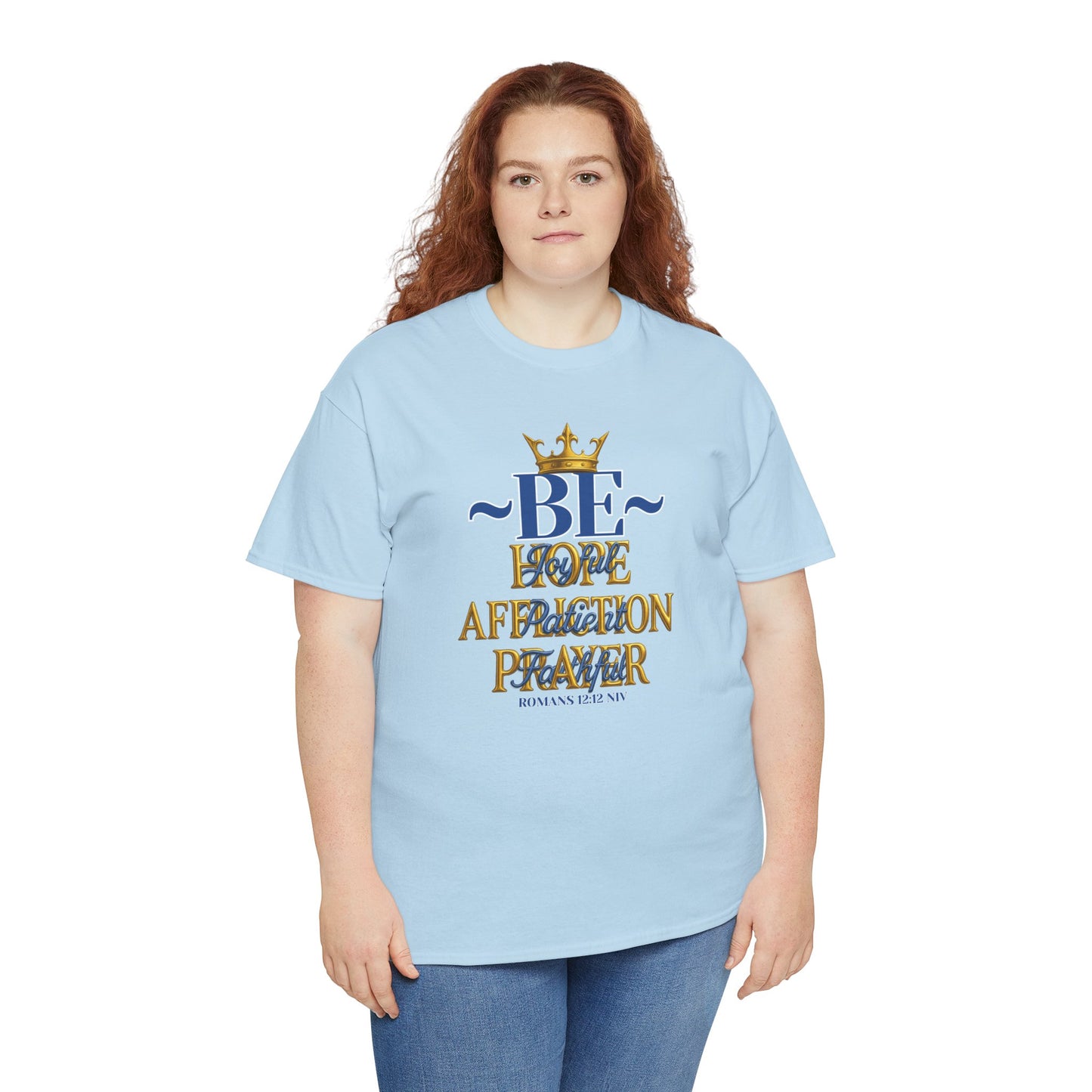 Romans 12:12 Unisex Heavy Cotton Tee with Inspirational Quote - Be joyful in Hope, Perfect Gift for Spiritual Seekers, Daily Wear, Encouragement, [...]