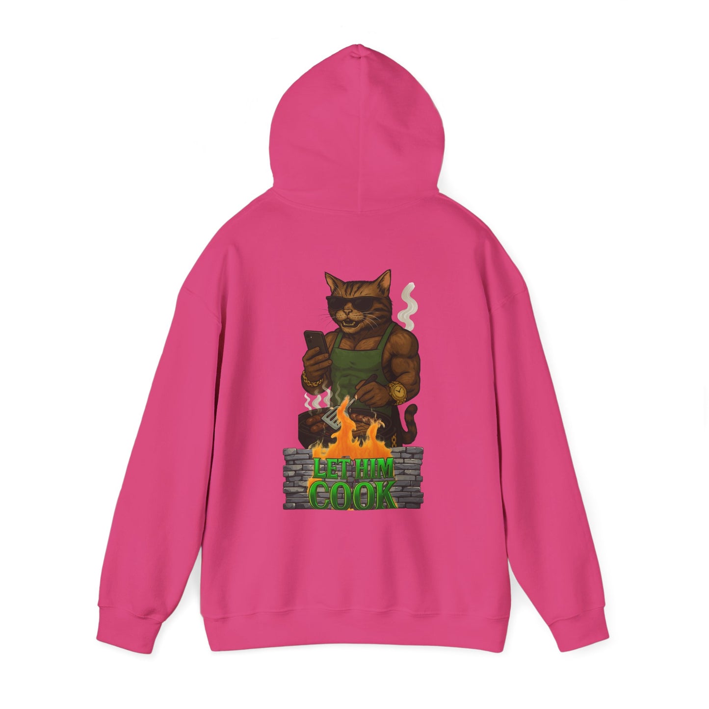 Let Him Cook Cool Cat Grillin' Sweatshirt | Unisex Hoodie for Cat Lovers, Funny Gift for Friends, Cozy Wear, Casual Outfit, Birthday and Holiday Gift