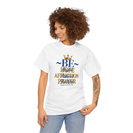 Romans 12:12 Unisex Heavy Cotton Tee with Inspirational Quote - Be joyful in Hope, Perfect Gift for Spiritual Seekers, Daily Wear, Encouragement, [...]