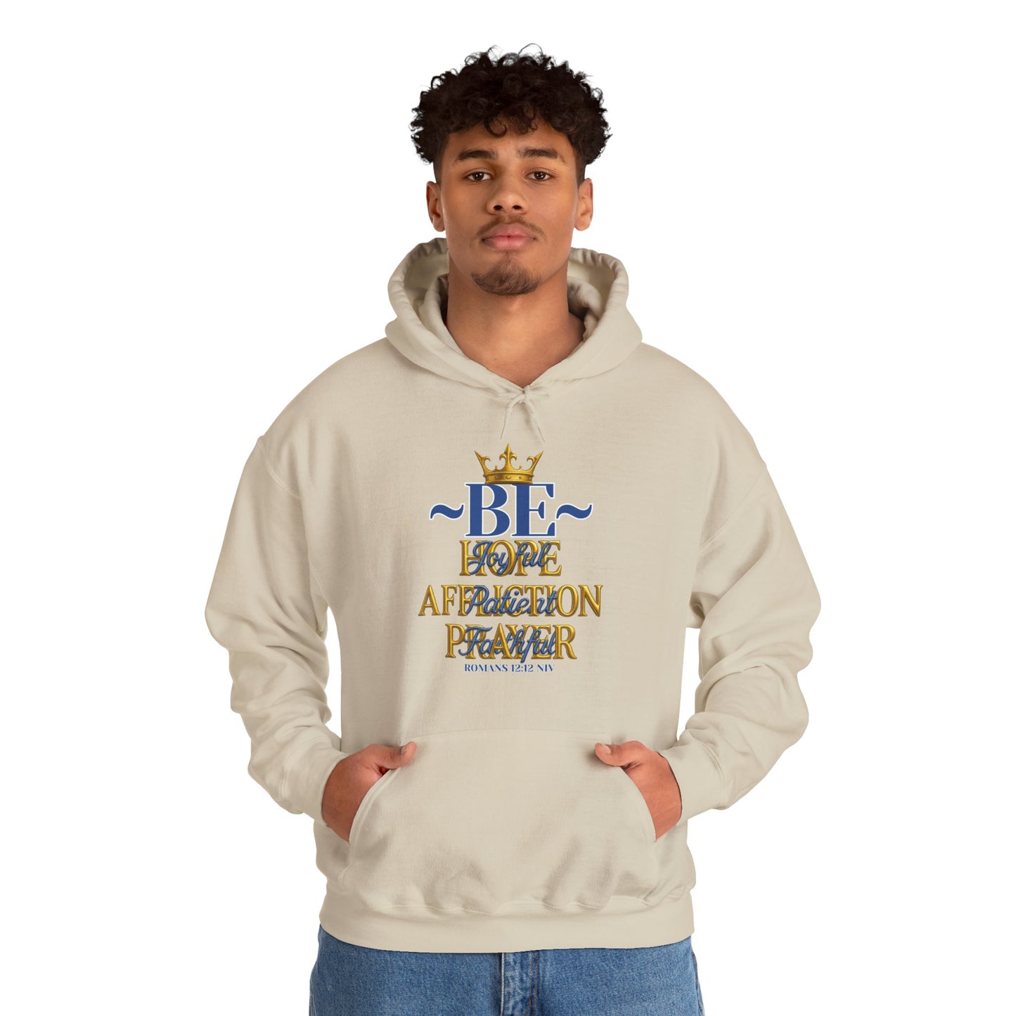 Romans 12:12 Inspirational Hoodie, Unisex Heavy Blend Hoodie, Love Prayer Sweatshirt, Cozy Gift for Friends, Affirmation Apparel