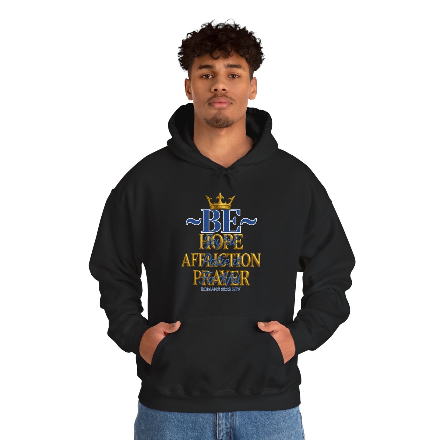 Romans 12:12 Inspirational Hoodie, Unisex Heavy Blend Hoodie, Love Prayer Sweatshirt, Cozy Gift for Friends, Affirmation Apparel