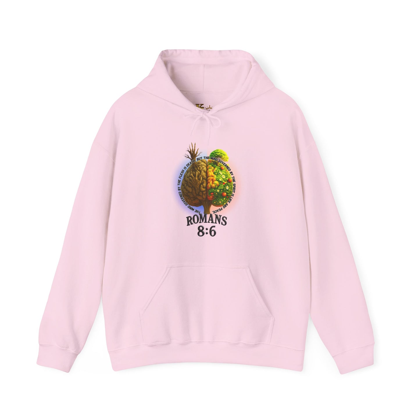 Romans 8:6, Inspirational Unisex Hooded Sweatshirt, Motivational Gift, Cozy Print, Spiritual Hoodie, Everyday Wear, Affirmation Clothing