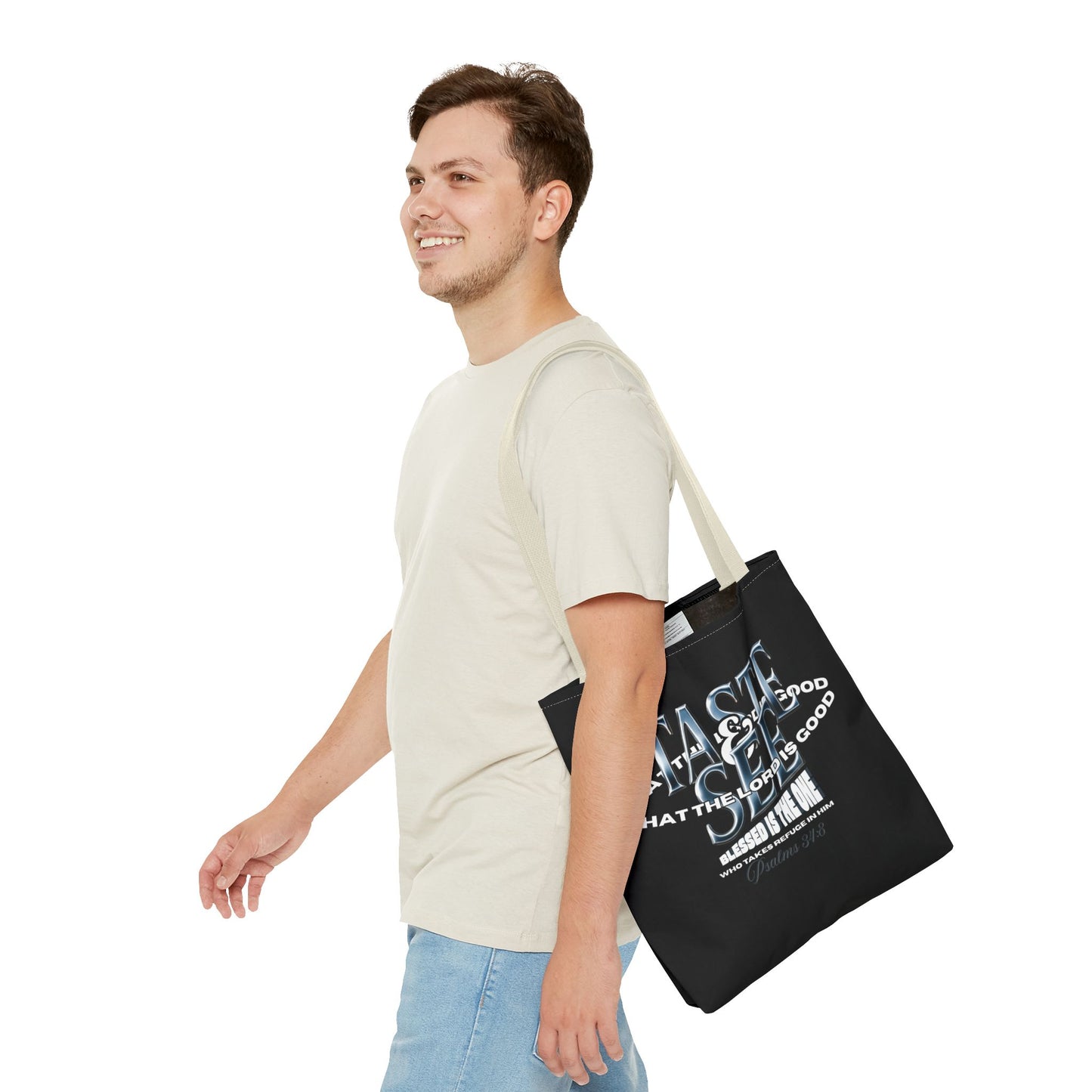 Taste and See Inspirational Tote Bag - Faith & Spirituality, Christian Gift, Bible Verse, Religious Accessories, Everyday Use, Stylish Carryall