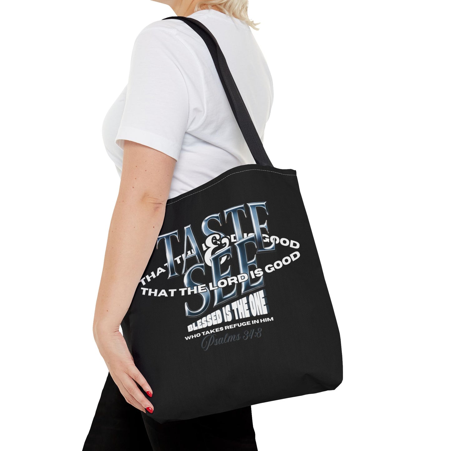 Taste and See Inspirational Tote Bag - Faith & Spirituality, Christian Gift, Bible Verse, Religious Accessories, Everyday Use, Stylish Carryall