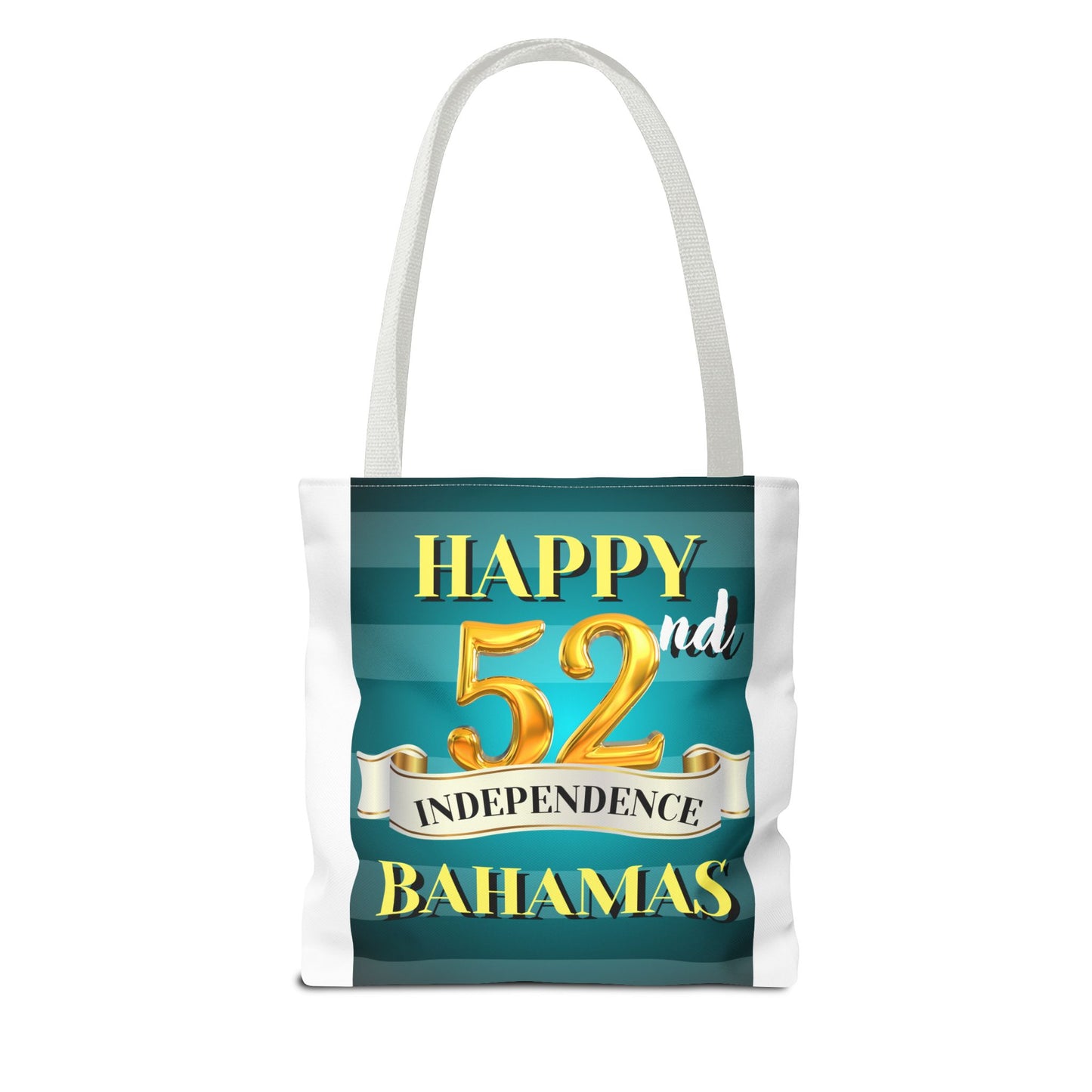 Happy 52nd Independence Blue Stripe Bahamas Tote Bag, Beach Bag, Travel Tote, Gift for Bahamian National Day, Independence Day Celebration
