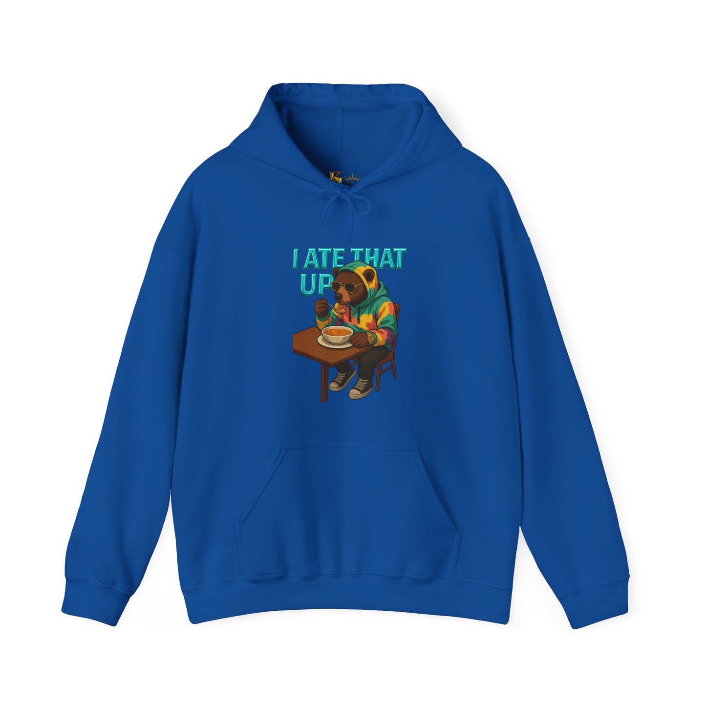 Ate That Up Playful Bear Hoodie, Funny Animal Sweatshirt, Gift for Food Lovers, Cozy Bear Apparel, Unique Unisex Pullover, Fun Statement Top