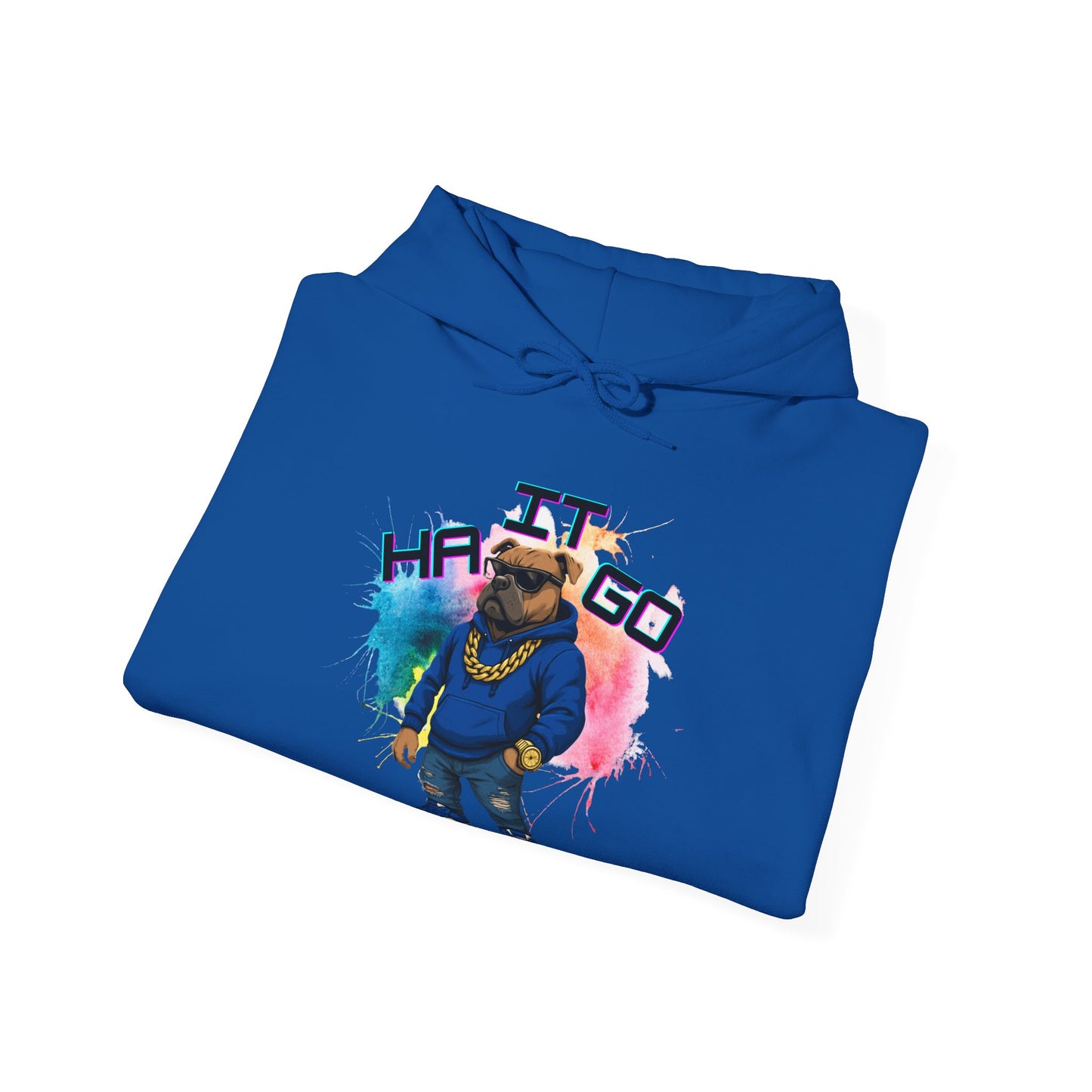 Ha It Go Cool Hipster Dog Hoodie, Streetwear Unisex Sweatshirt, Funny Pet Lover Gift, Casual Stylish Pullover, Colorful Graphic Sweatshirt