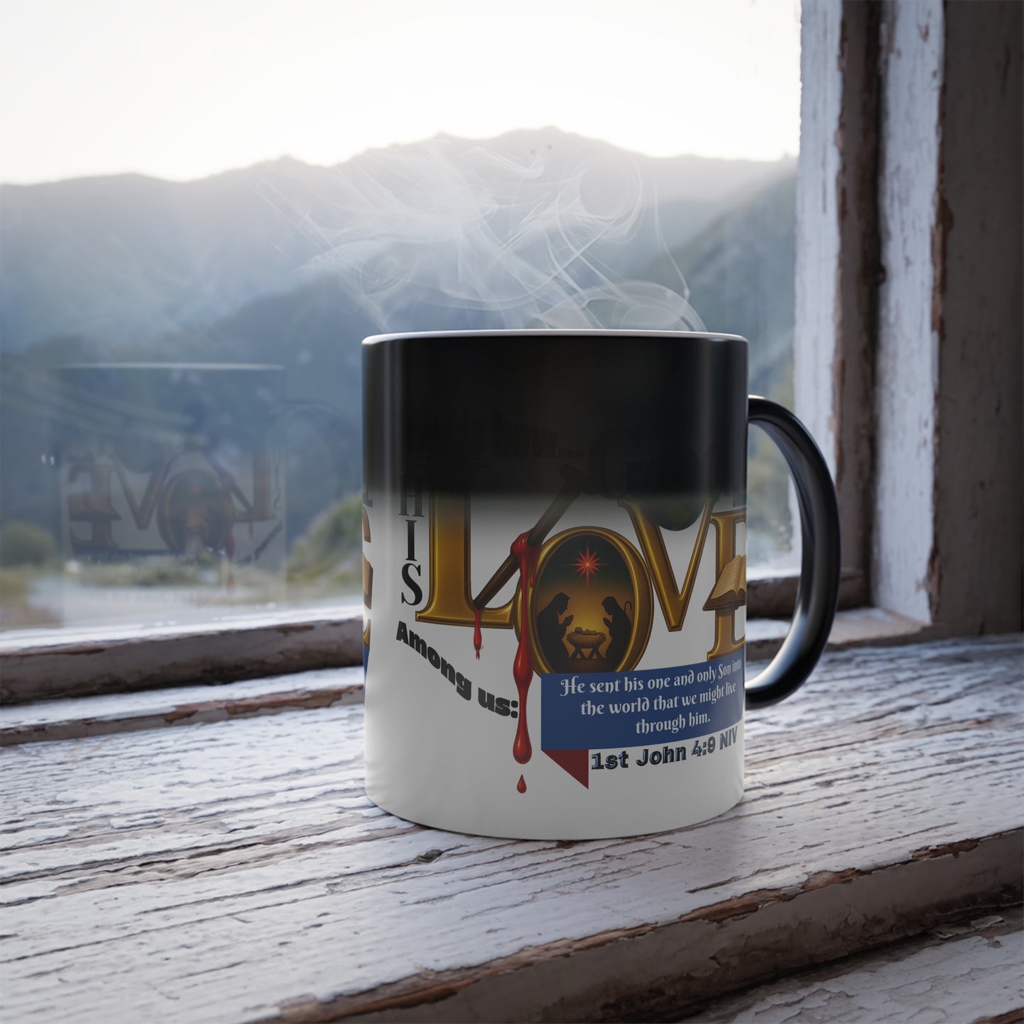 1st John 4:9, Faith-Inspired Color Morphing Mug, Perfect Gift for Coffee Lovers, Inspirational Drinkware, Christian Themed, Hot Beverage Mug, Color [...]