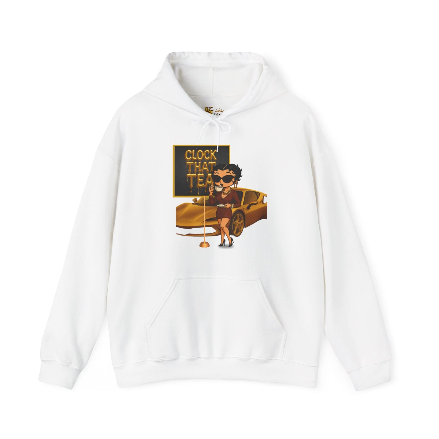Clock That Tea Chic Hooded Sweatshirt for Tea Lovers, Trendy Unisex Pullover, Casual Streetwear, Gift for Friends, Perfect for Cozy Days