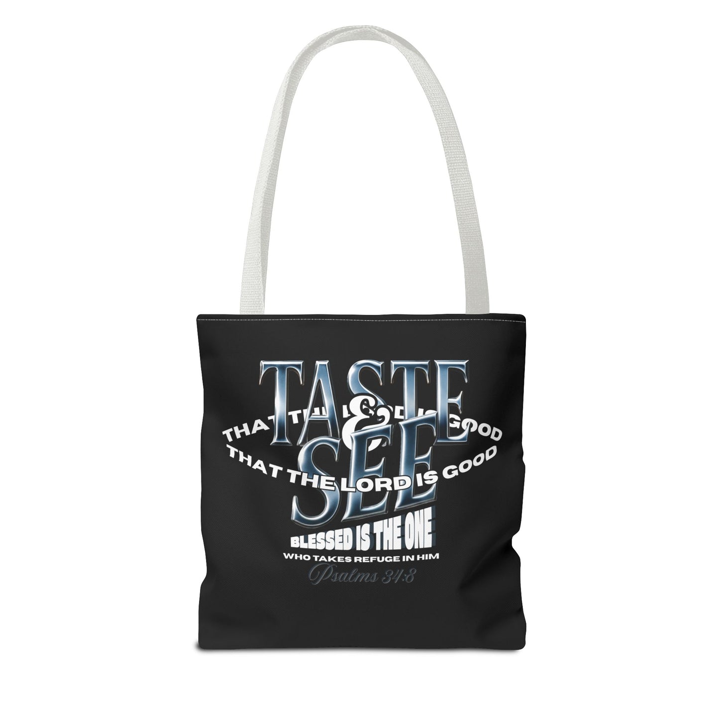 Taste and See Inspirational Tote Bag - Faith & Spirituality, Christian Gift, Bible Verse, Religious Accessories, Everyday Use, Stylish Carryall