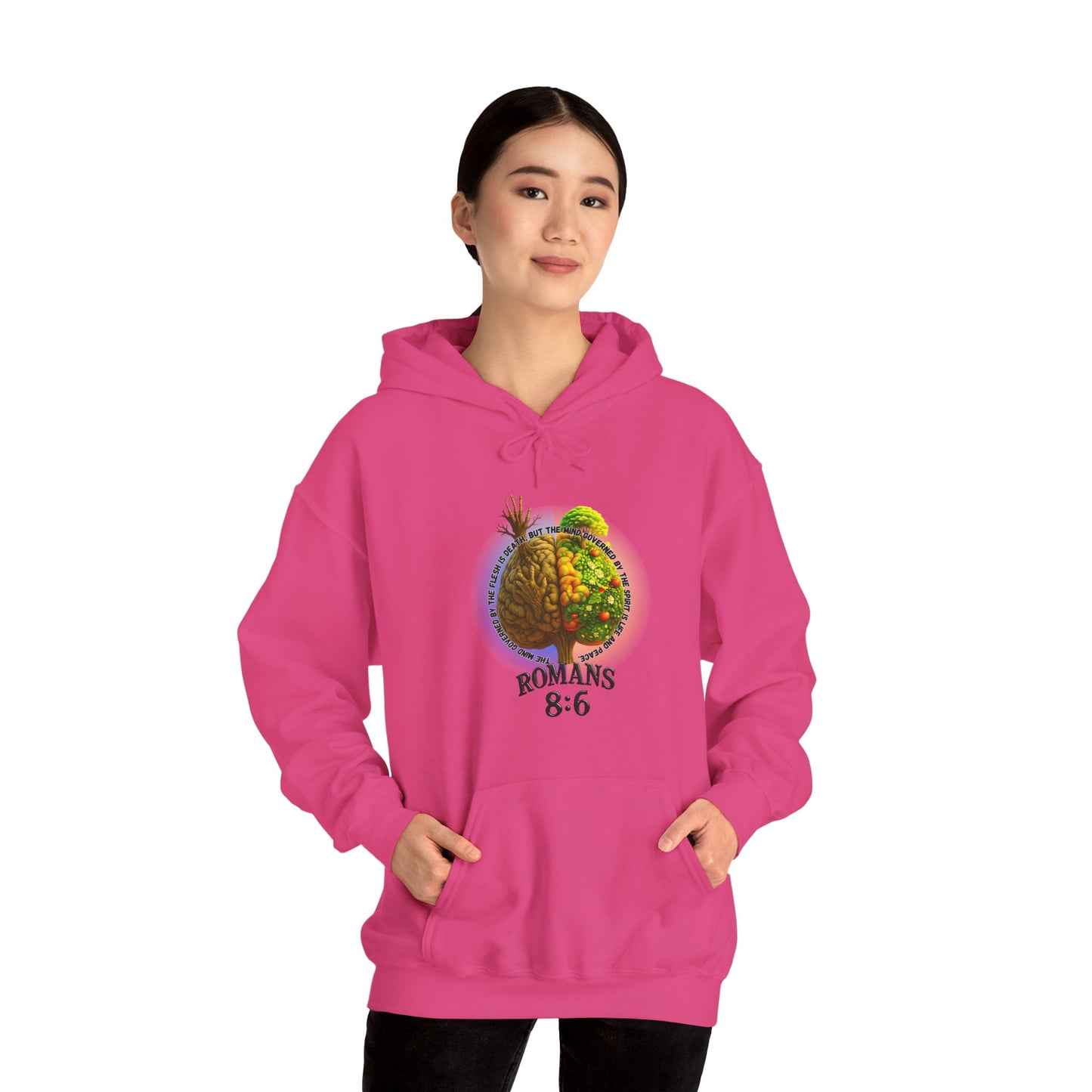 Romans 8:6, Inspirational Unisex Hooded Sweatshirt, Motivational Gift, Cozy Print, Spiritual Hoodie, Everyday Wear, Affirmation Clothing