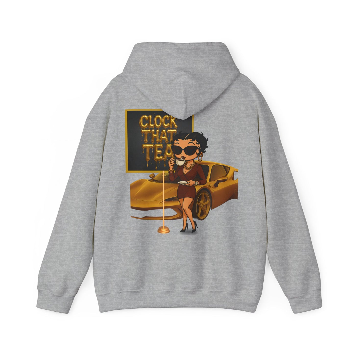Clock That Tea Chic Hooded Sweatshirt for Tea Lovers, Trendy Unisex Pullover, Casual Streetwear, Gift for Friends, Perfect for Cozy Days