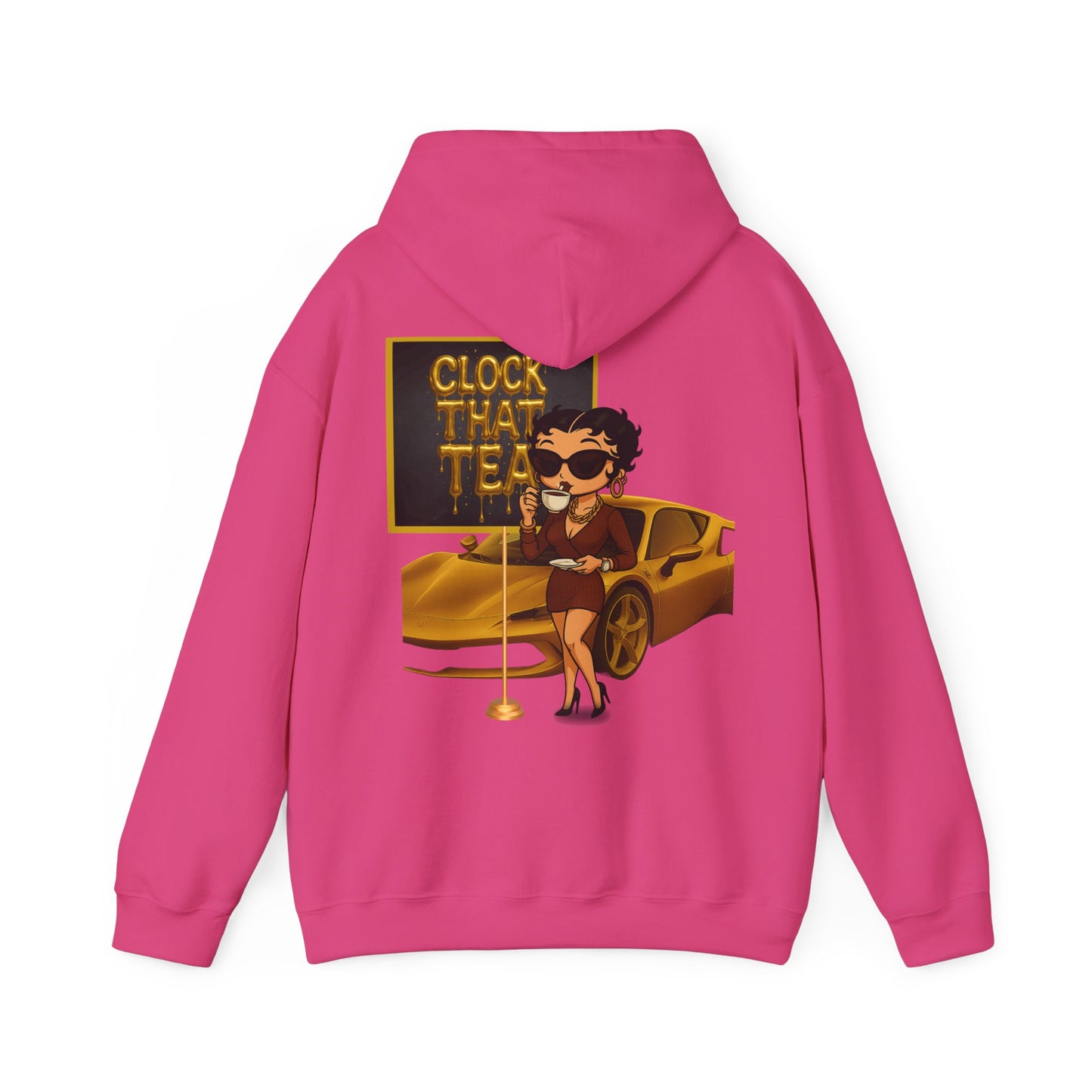 Clock That Tea Chic Hooded Sweatshirt for Tea Lovers, Trendy Unisex Pullover, Casual Streetwear, Gift for Friends, Perfect for Cozy Days