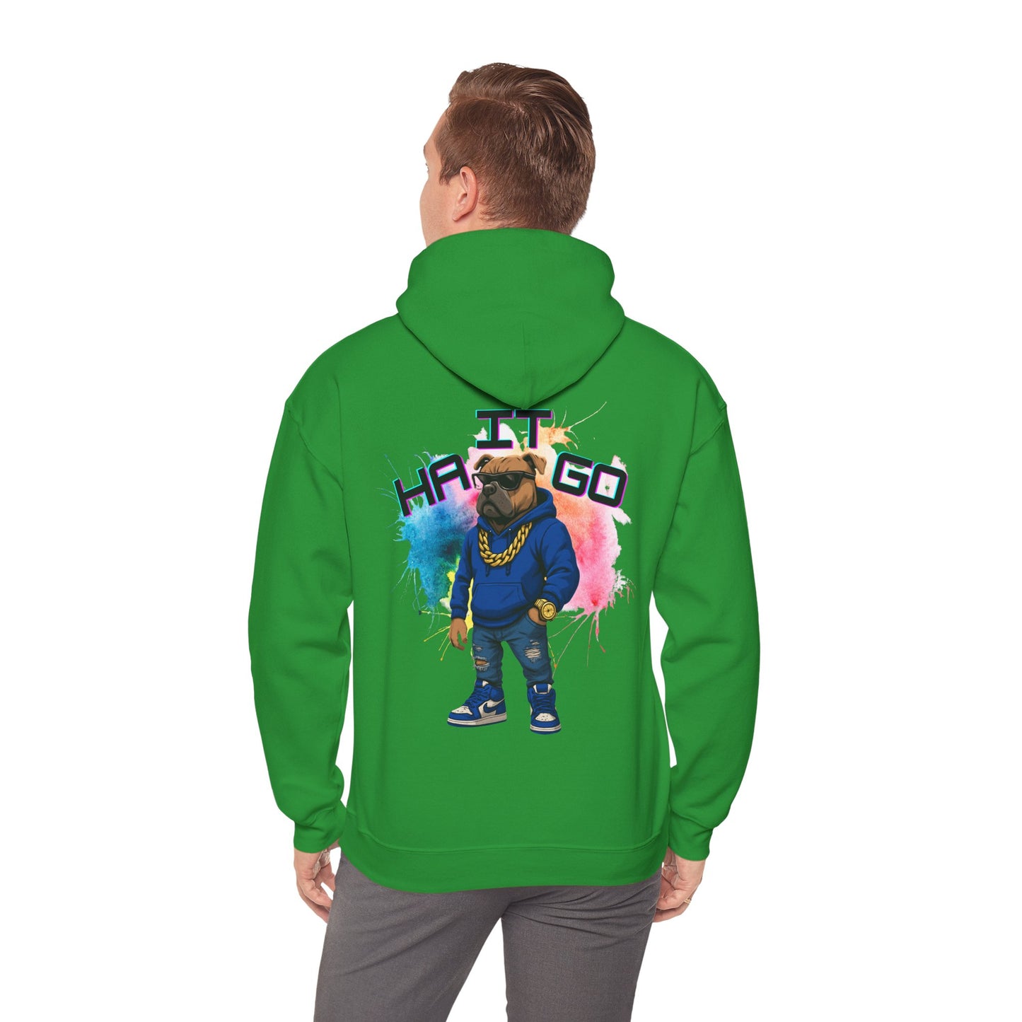 Ha It Go Cool Hipster Dog Hoodie, Streetwear Unisex Sweatshirt, Funny Pet Lover Gift, Casual Stylish Pullover, Colorful Graphic Sweatshirt