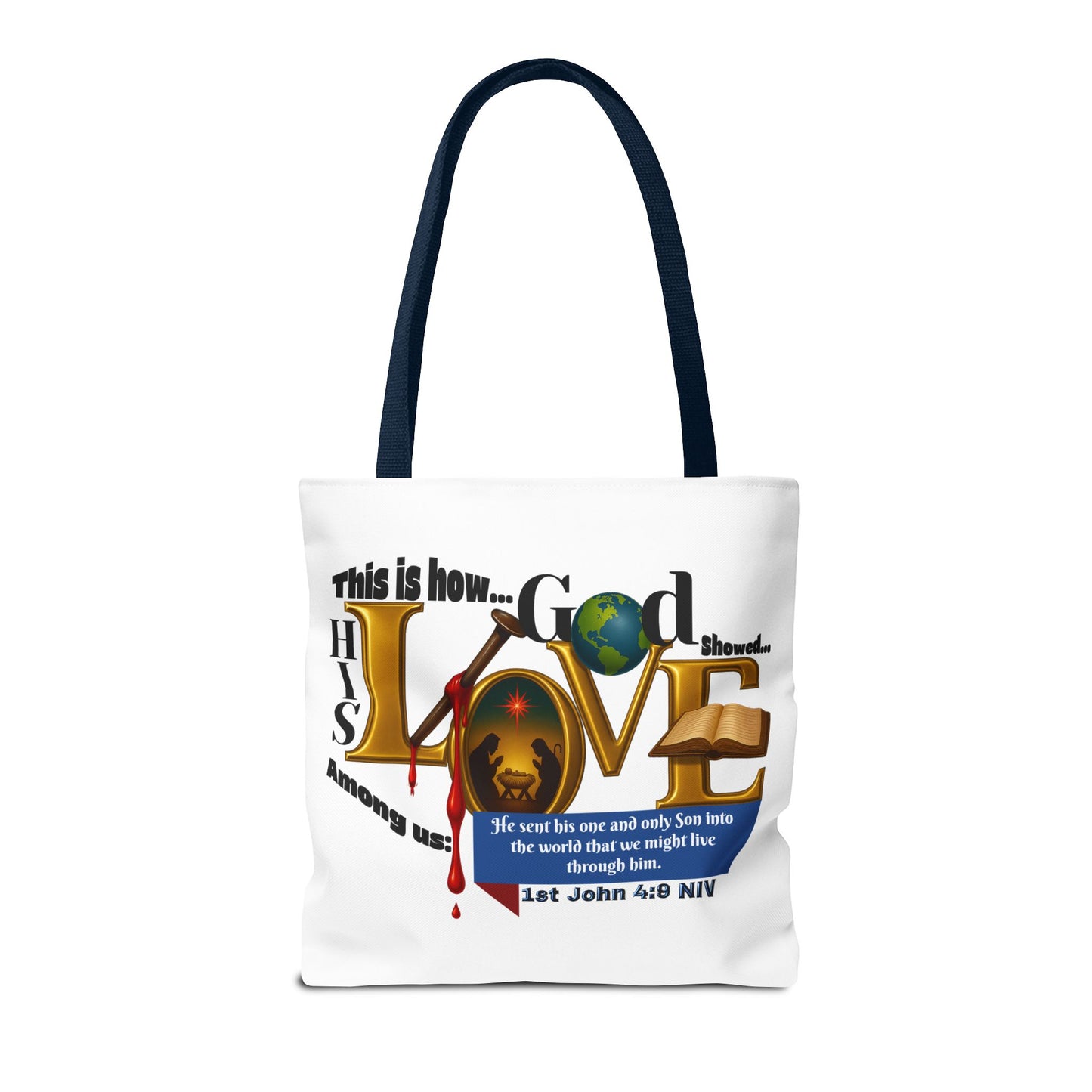 1st John 4:9 Faith-Inspired Tote Bag, Christian Gift, Religious Tote, Bible Verse Bag, Everyday Use, Church Accessory