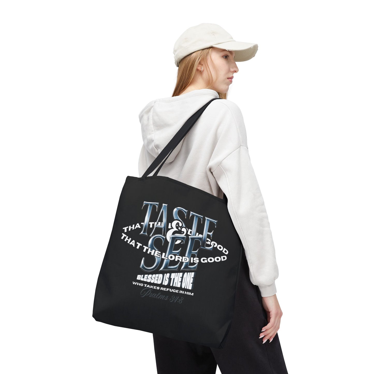 Taste and See Inspirational Tote Bag - Faith & Spirituality, Christian Gift, Bible Verse, Religious Accessories, Everyday Use, Stylish Carryall