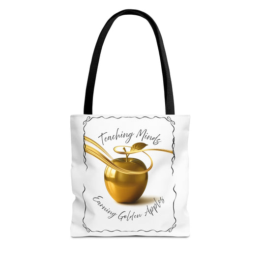 Golden Apple Teacher Tote Bag, Educational Gift Bag, Back to School, Classroom Essentials, Inspiring Quote Bag