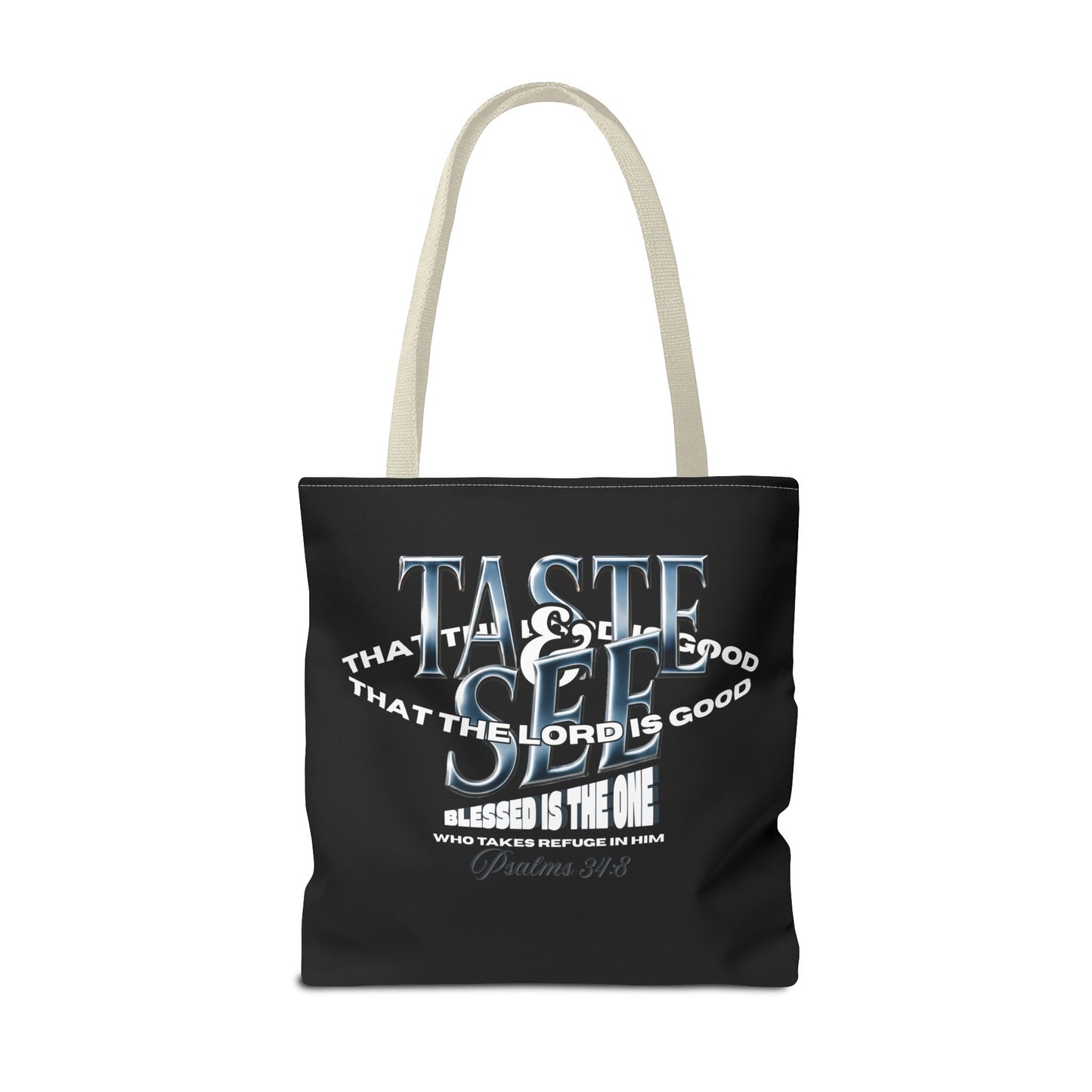 Taste and See Inspirational Tote Bag - Faith & Spirituality, Christian Gift, Bible Verse, Religious Accessories, Everyday Use, Stylish Carryall
