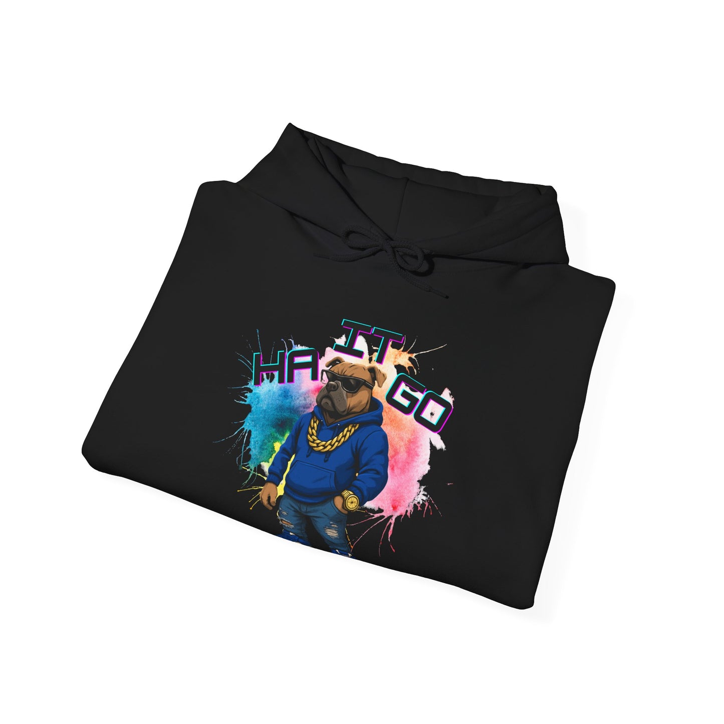 Ha It Go Cool Hipster Dog Hoodie, Streetwear Unisex Sweatshirt, Funny Pet Lover Gift, Casual Stylish Pullover, Colorful Graphic Sweatshirt