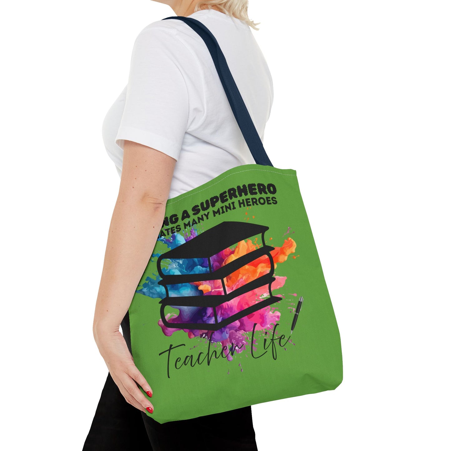 Superhero Teacher Life Tote Bag, Teacher Gift, Eco-Friendly Bag, Back to School Accessory, Inspirational Tote