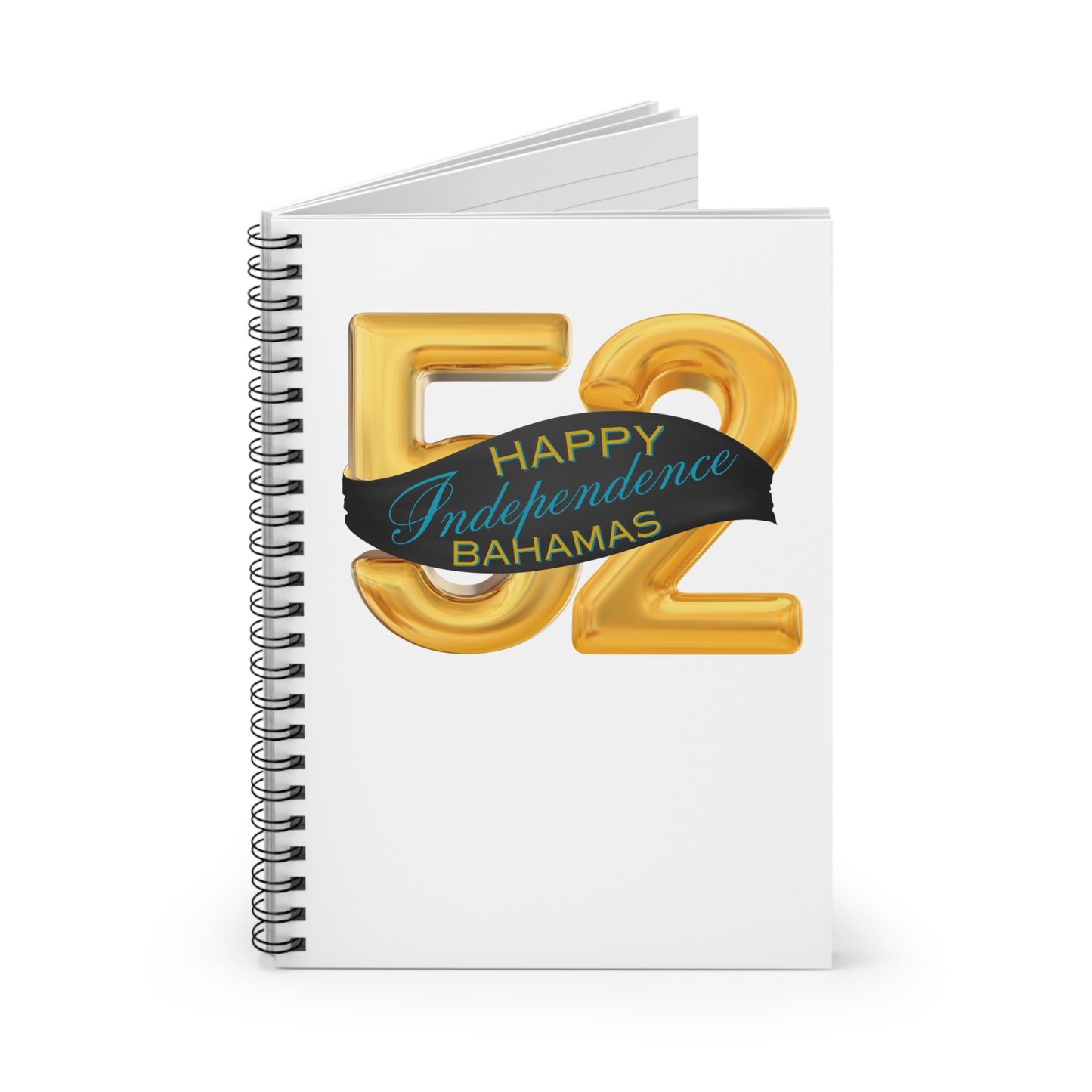 Happy Independence Day Bahamas Gold 52 Spiral Notebook - Celebrate, Journaling, Stationery, Gifts, Bahamas Independence