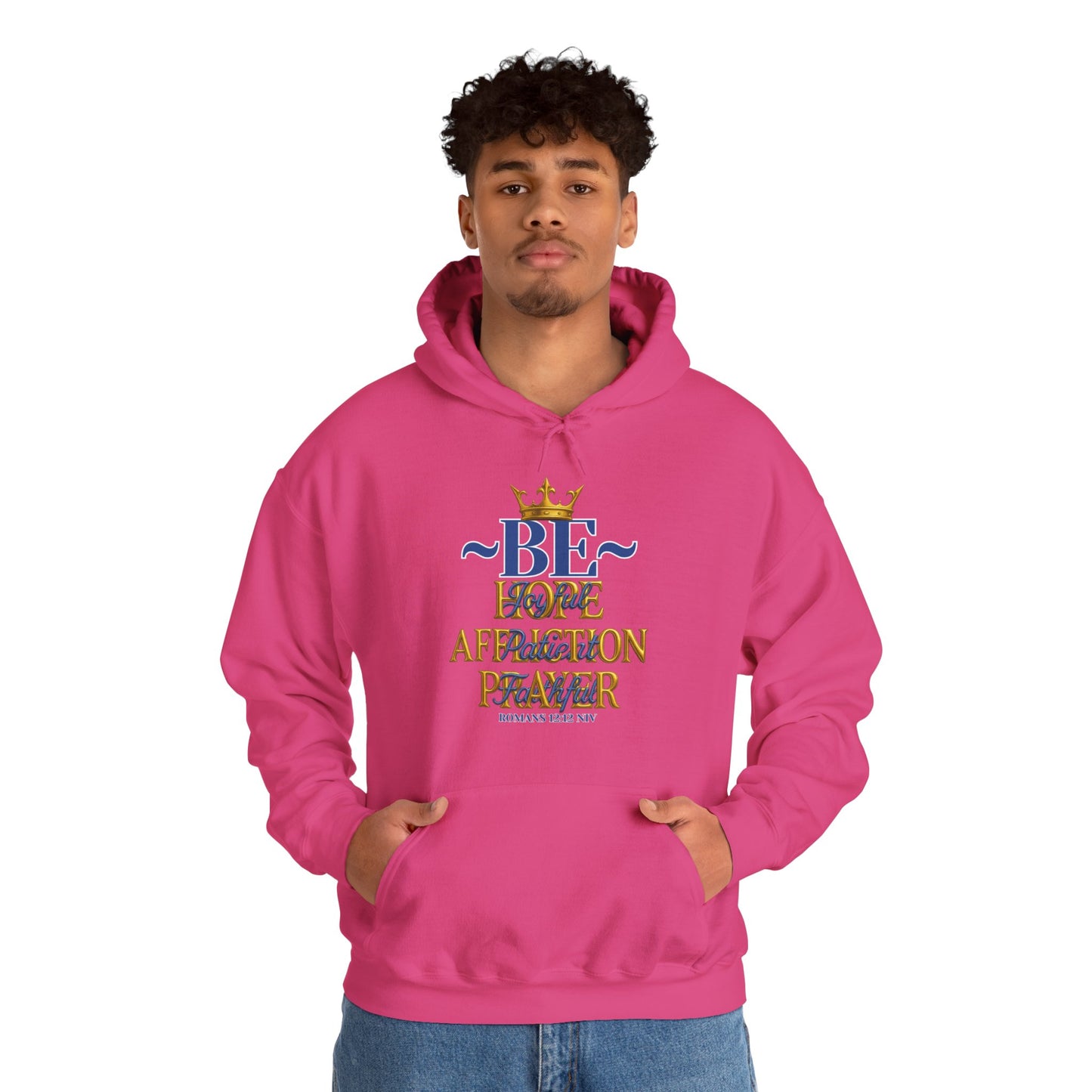 Romans 12:12 Inspirational Hoodie, Unisex Heavy Blend Hoodie, Love Prayer Sweatshirt, Cozy Gift for Friends, Affirmation Apparel
