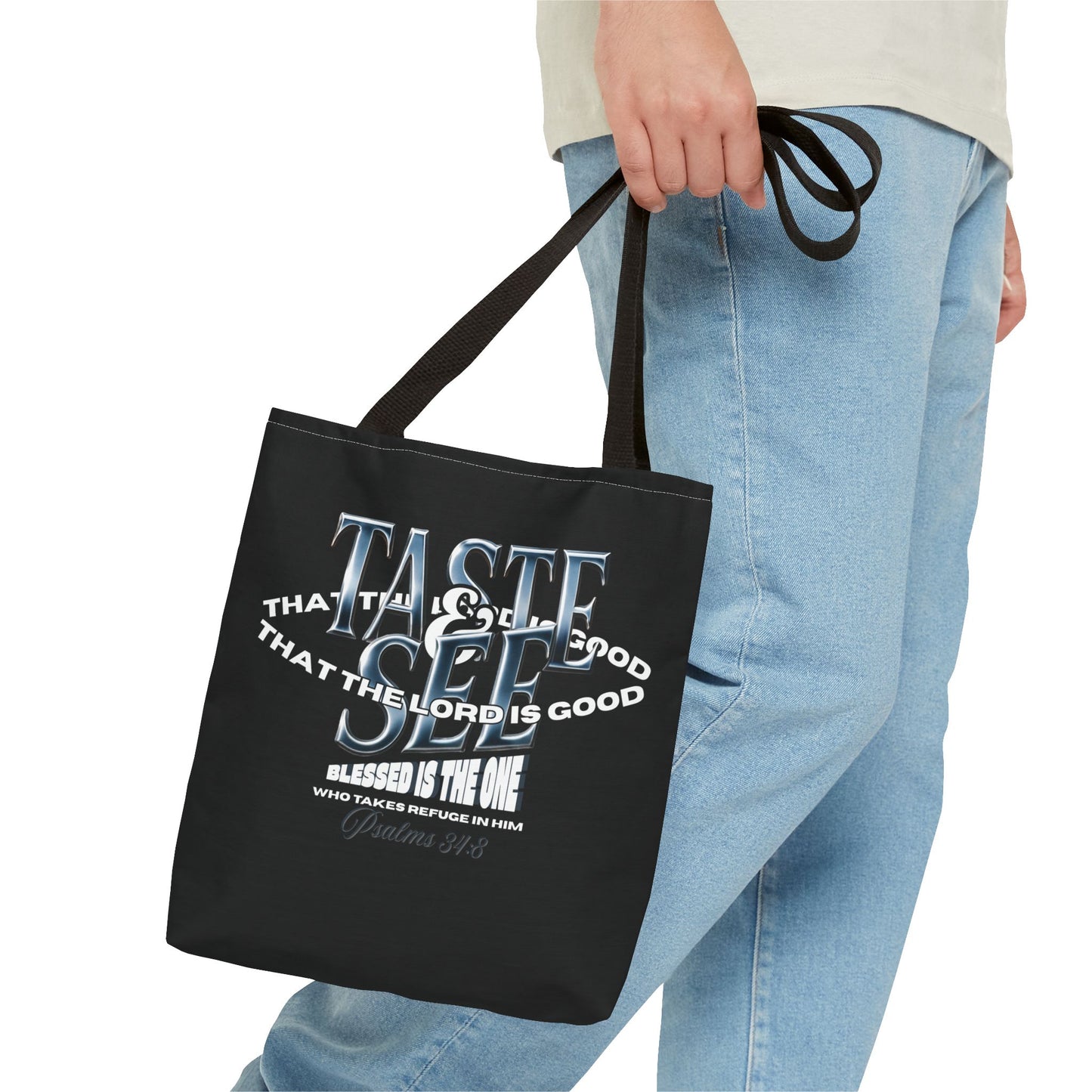 Taste and See Inspirational Tote Bag - Faith & Spirituality, Christian Gift, Bible Verse, Religious Accessories, Everyday Use, Stylish Carryall