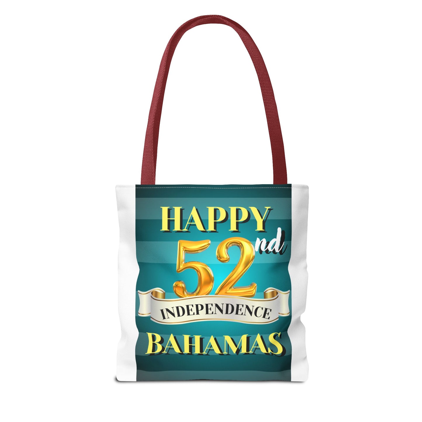 Happy 52nd Independence Blue Stripe Bahamas Tote Bag, Beach Bag, Travel Tote, Gift for Bahamian National Day, Independence Day Celebration