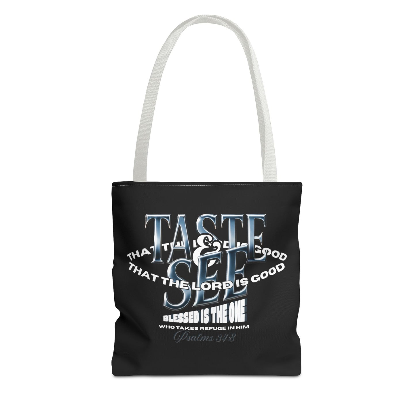 Taste and See Inspirational Tote Bag - Faith & Spirituality, Christian Gift, Bible Verse, Religious Accessories, Everyday Use, Stylish Carryall