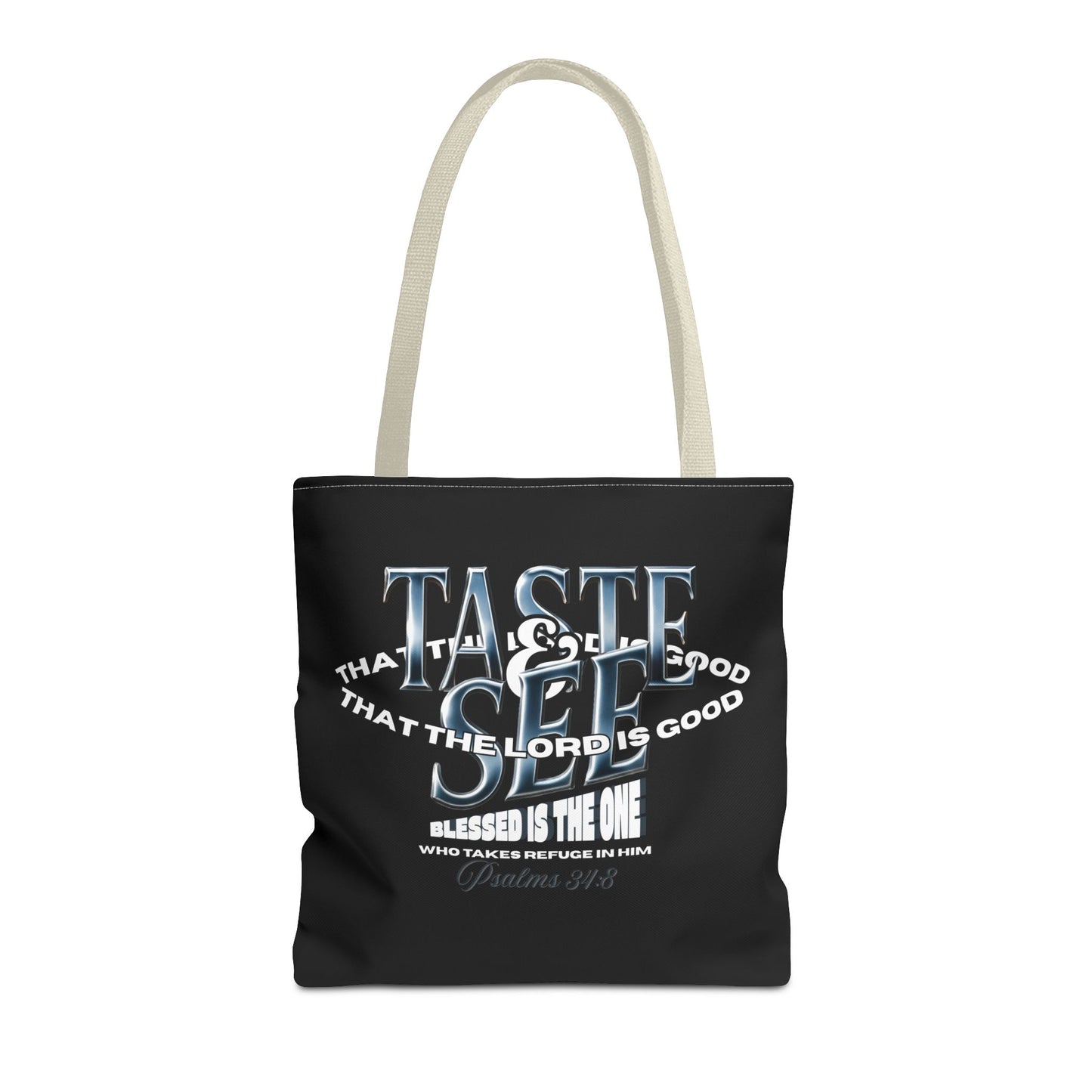 Taste and See Inspirational Tote Bag - Faith & Spirituality, Christian Gift, Bible Verse, Religious Accessories, Everyday Use, Stylish Carryall