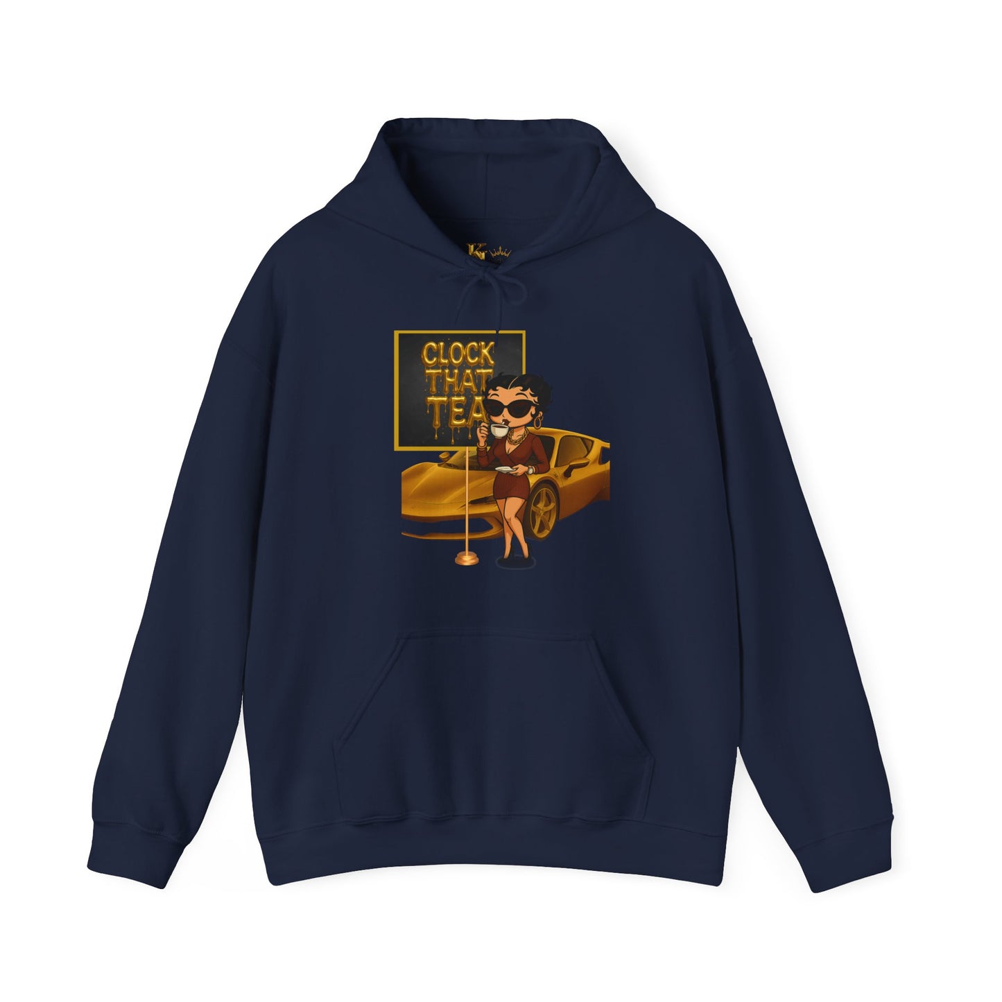 Clock That Tea Chic Hooded Sweatshirt for Tea Lovers, Trendy Unisex Pullover, Casual Streetwear, Gift for Friends, Perfect for Cozy Days