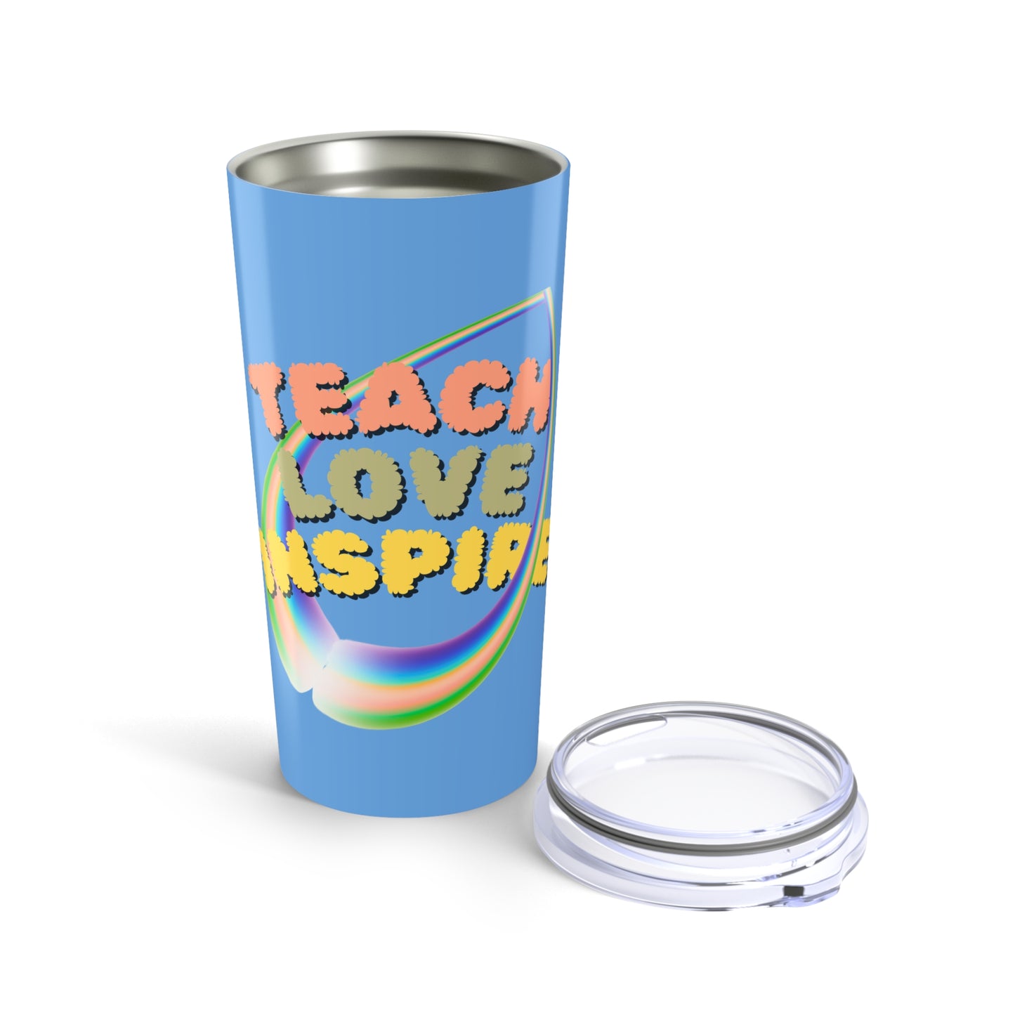 Teach Love Inspire Colorful Inspirational Tumbler - Teach Love Inspire, Motivational Drinkware, Teacher Gift, Travel Mug, Stylish Coffee Cup