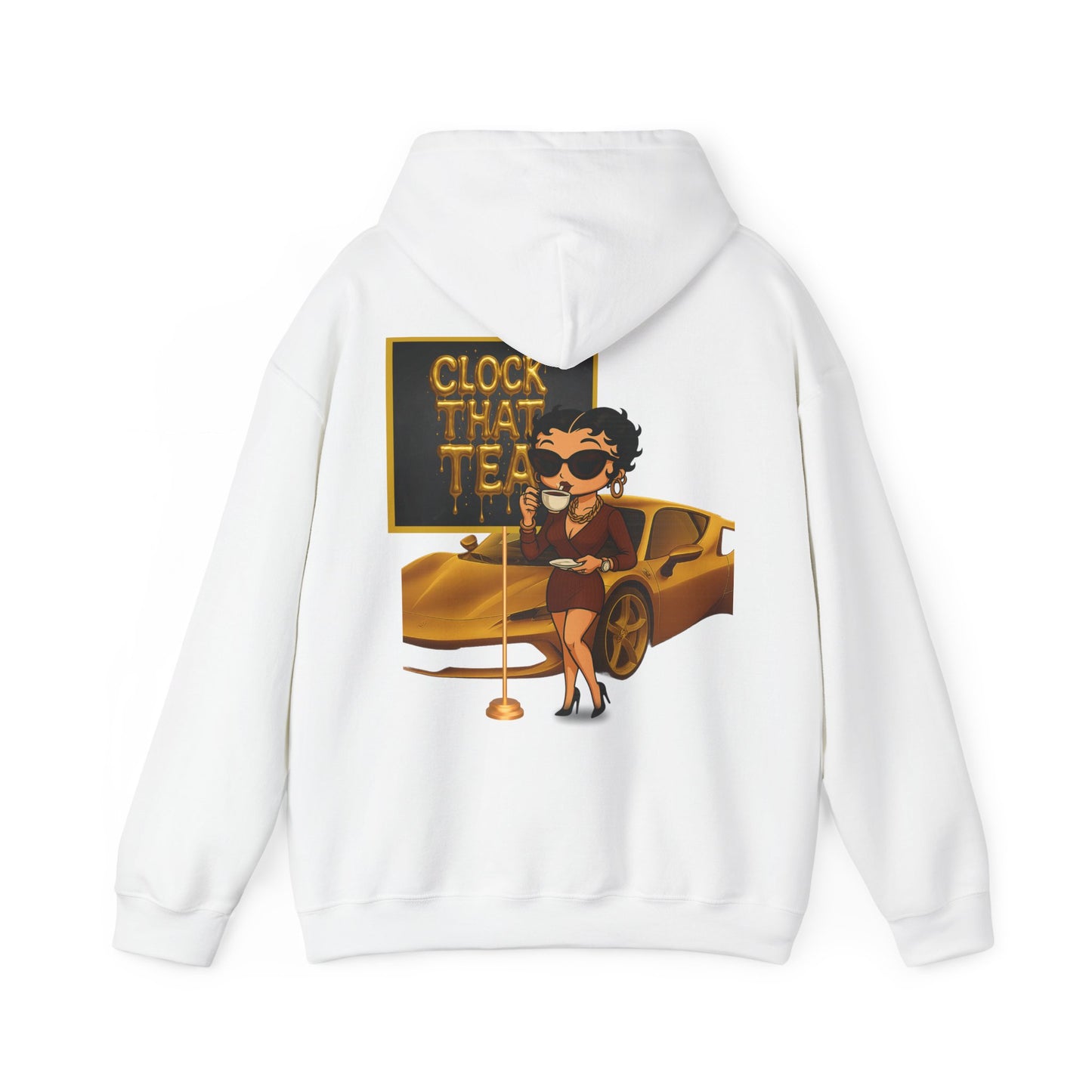 Clock That Tea Chic Hooded Sweatshirt for Tea Lovers, Trendy Unisex Pullover, Casual Streetwear, Gift for Friends, Perfect for Cozy Days