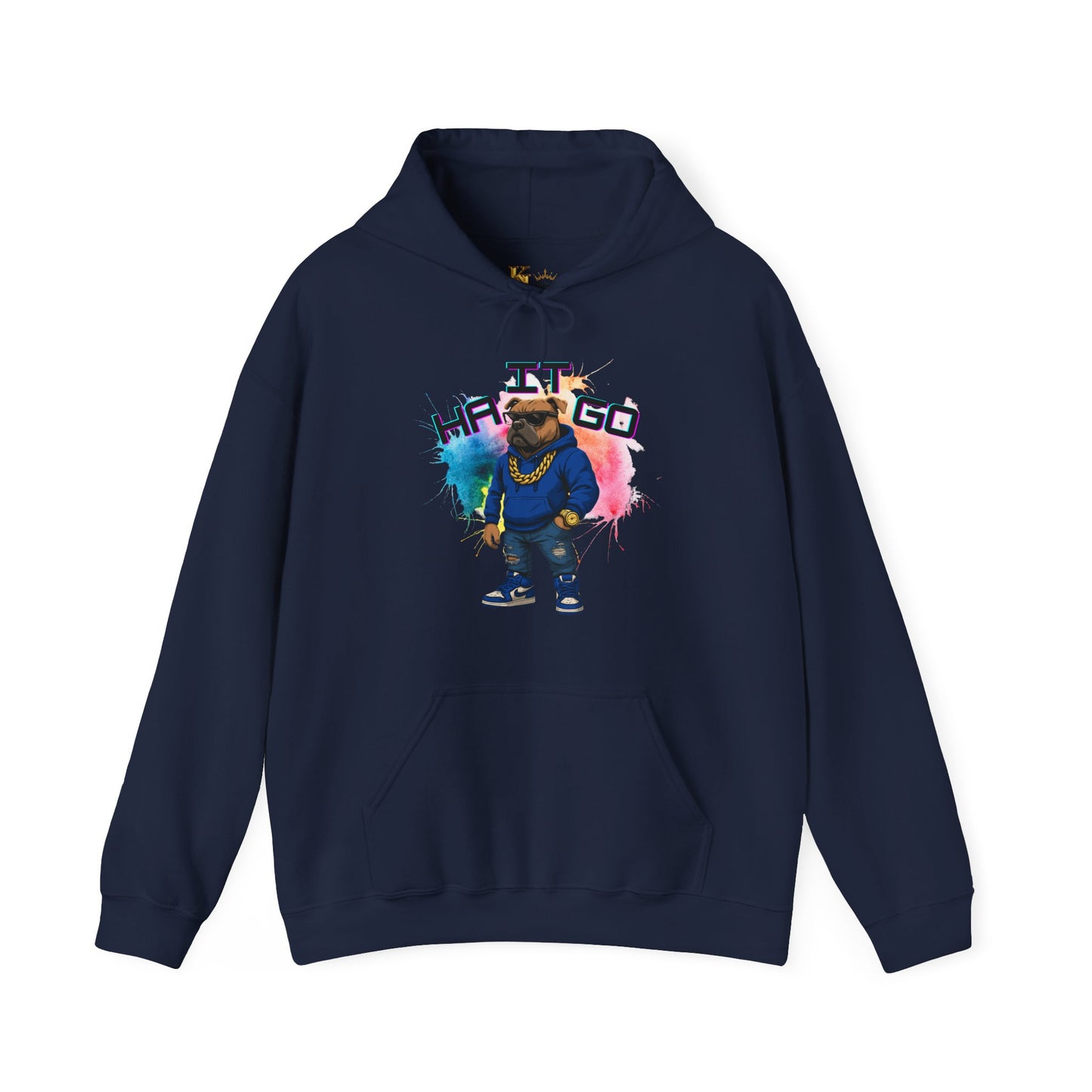 Ha It Go Cool Hipster Dog Hoodie, Streetwear Unisex Sweatshirt, Funny Pet Lover Gift, Casual Stylish Pullover, Colorful Graphic Sweatshirt