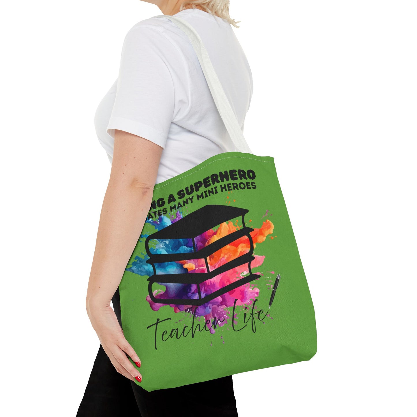 Superhero Teacher Life Tote Bag, Teacher Gift, Eco-Friendly Bag, Back to School Accessory, Inspirational Tote
