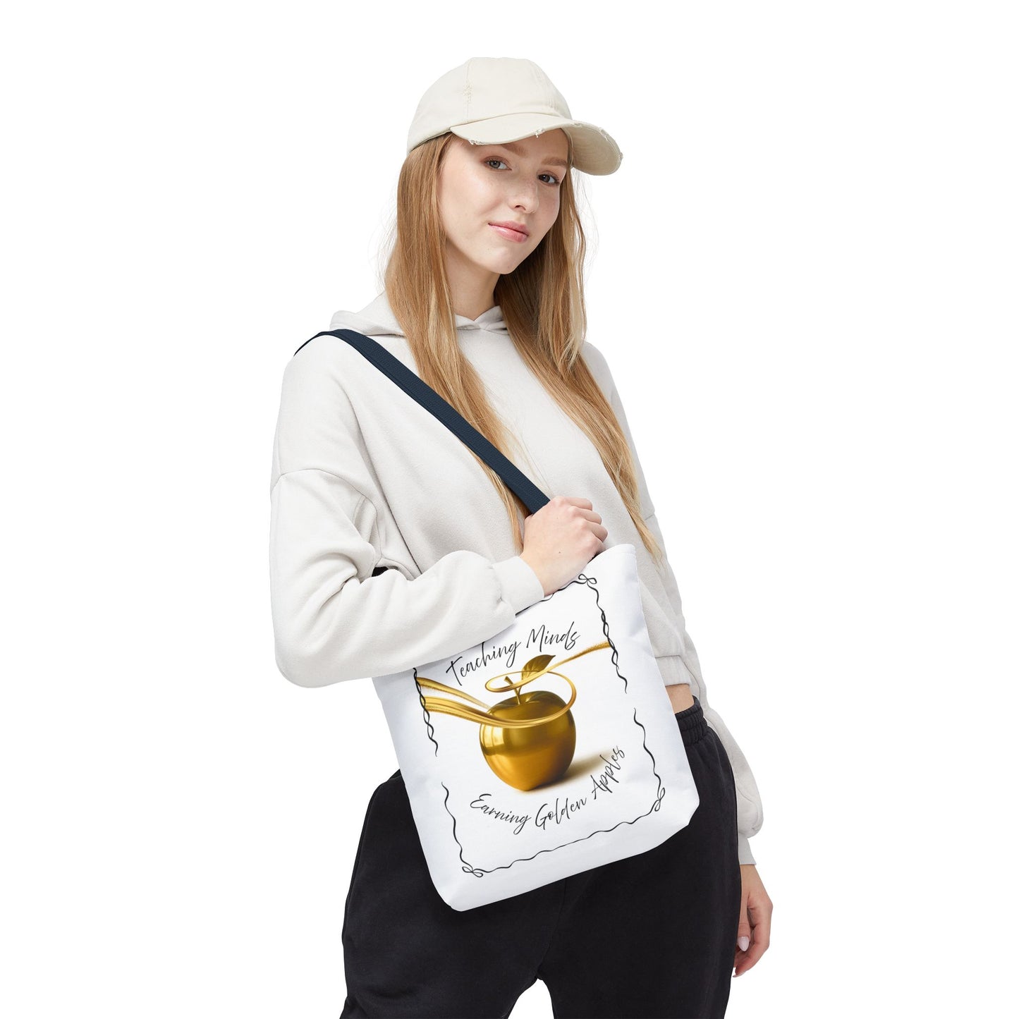 Golden Apple Teacher Tote Bag, Educational Gift Bag, Back to School, Classroom Essentials, Inspiring Quote Bag