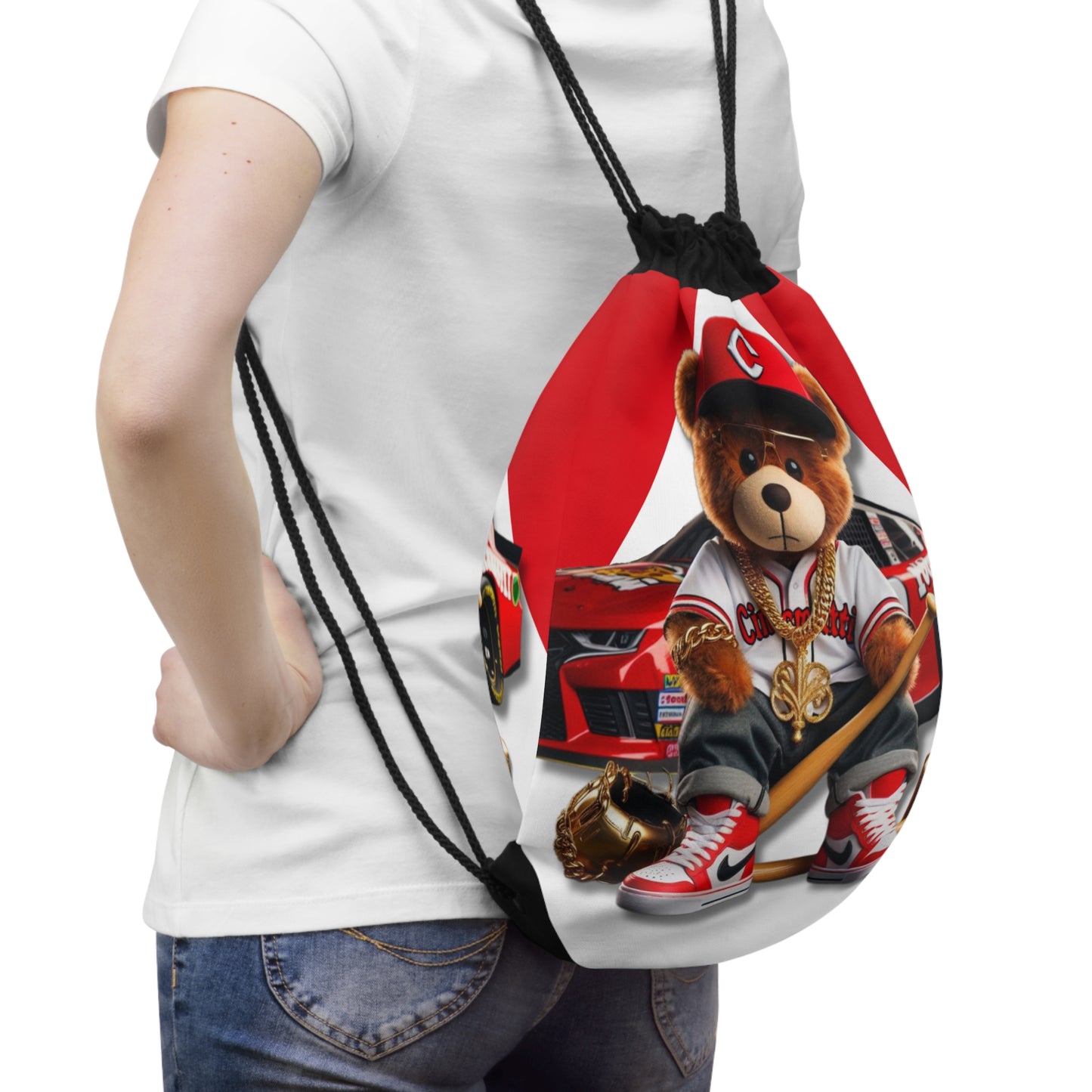 Cincinnati Reds Baseball, Sporty Teddy Bear Drawstring Bag, Fun Gym Bag, Stylish Backpack, Adorable Kids Accessories, Trendy Gift for Sports Lovers, Unique [...]